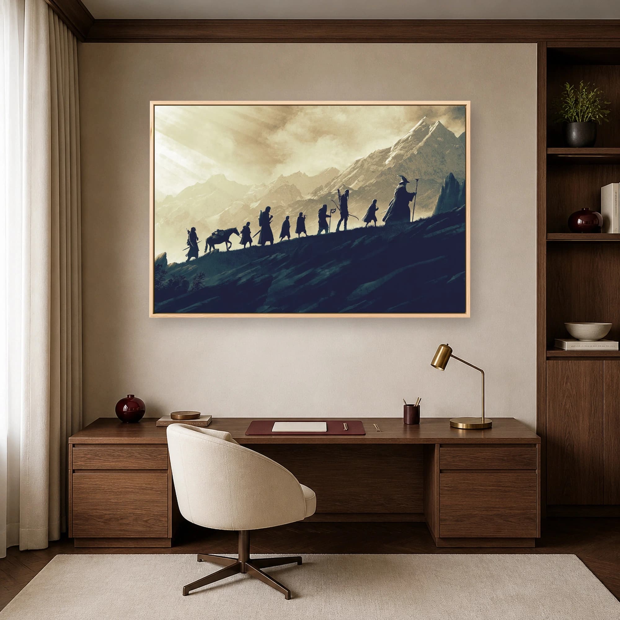 Epic Mountain Journey Silhouette Fantasy Canvas Wall Art, view 5