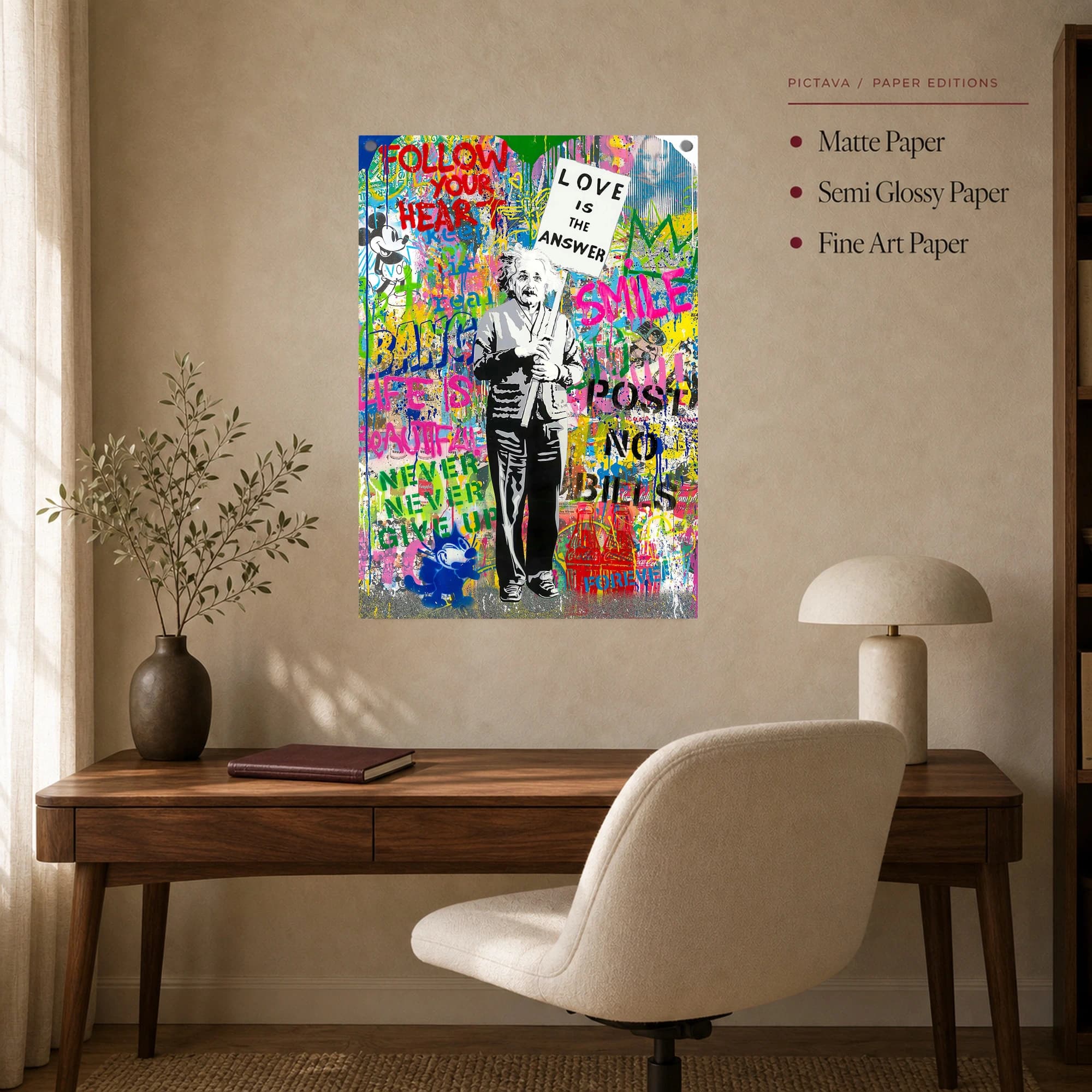 Albert Einstein Love Is The Answer Pop Art Canvas, view 6