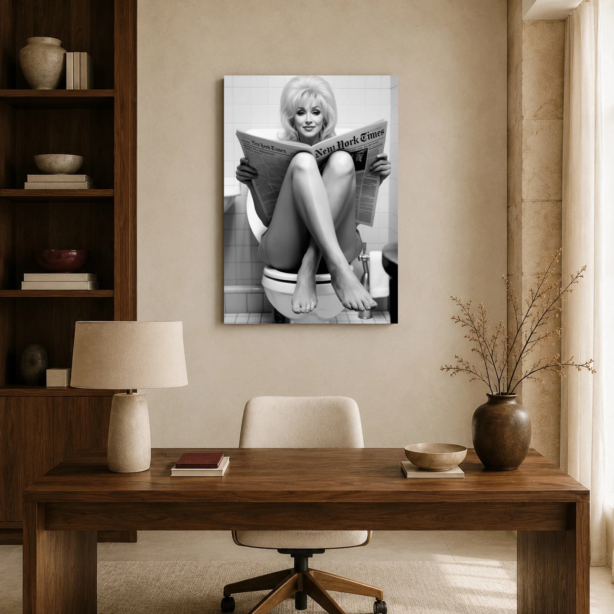 Funny Celebrity Parody Newspaper Bathroom Wall Art, view 8