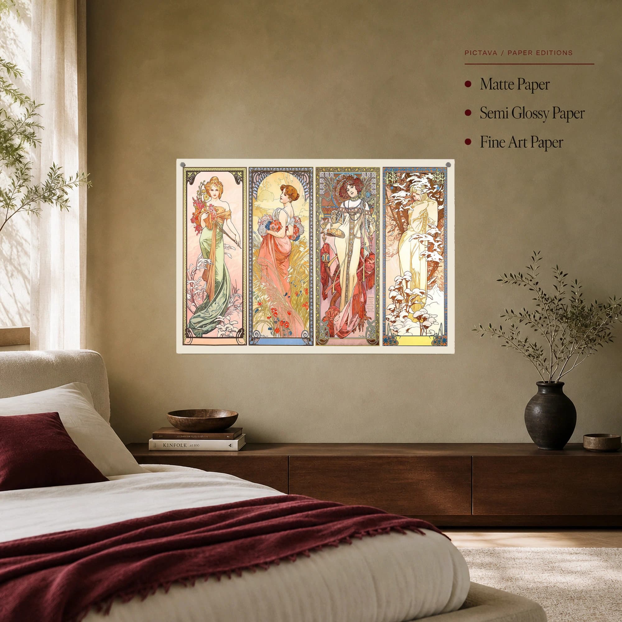 The Four Seasons Art Nouveau Vintage Wall Art by Alphonse Mucha, view 7