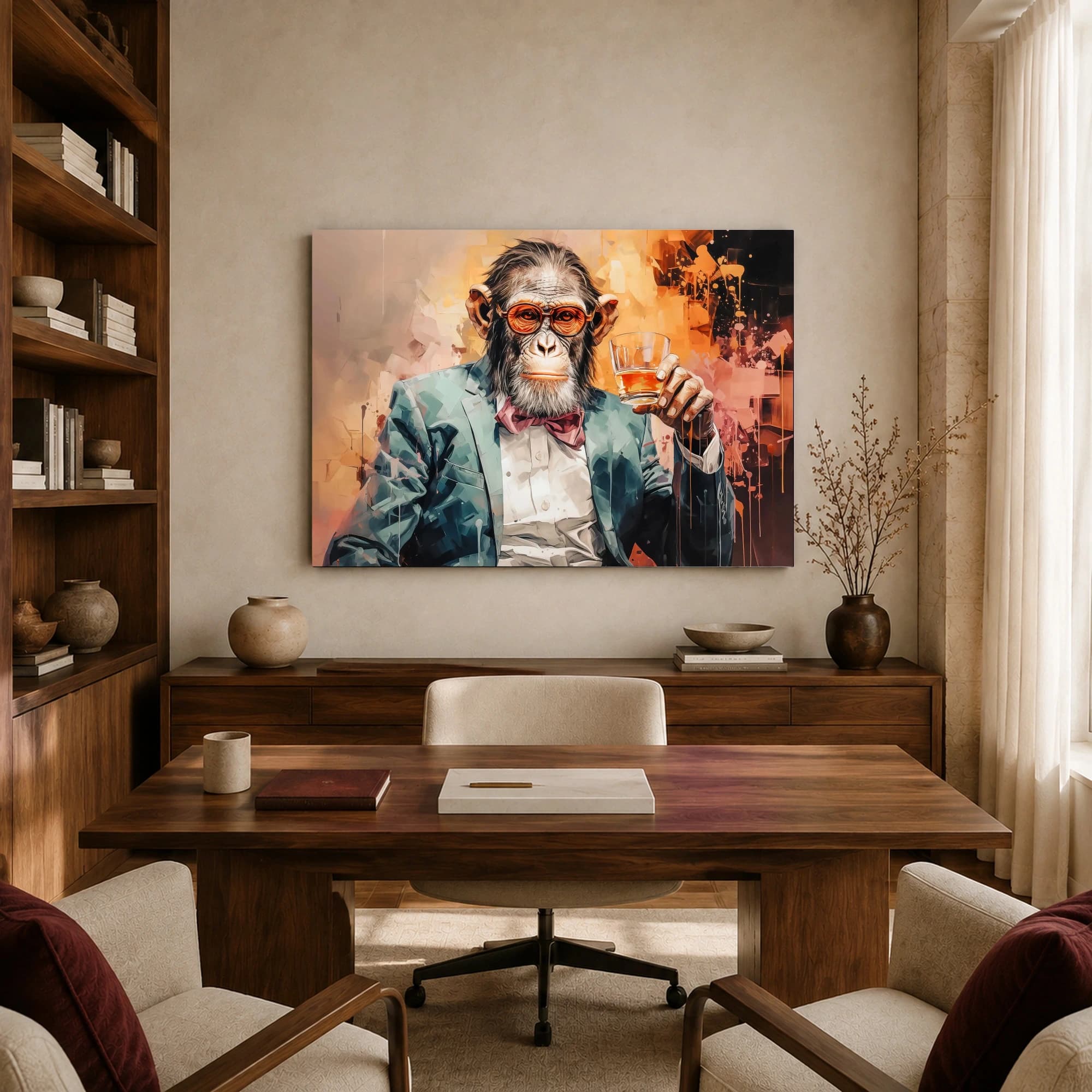 Sophisticated Primate with Whiskey Canvas Print, view 8