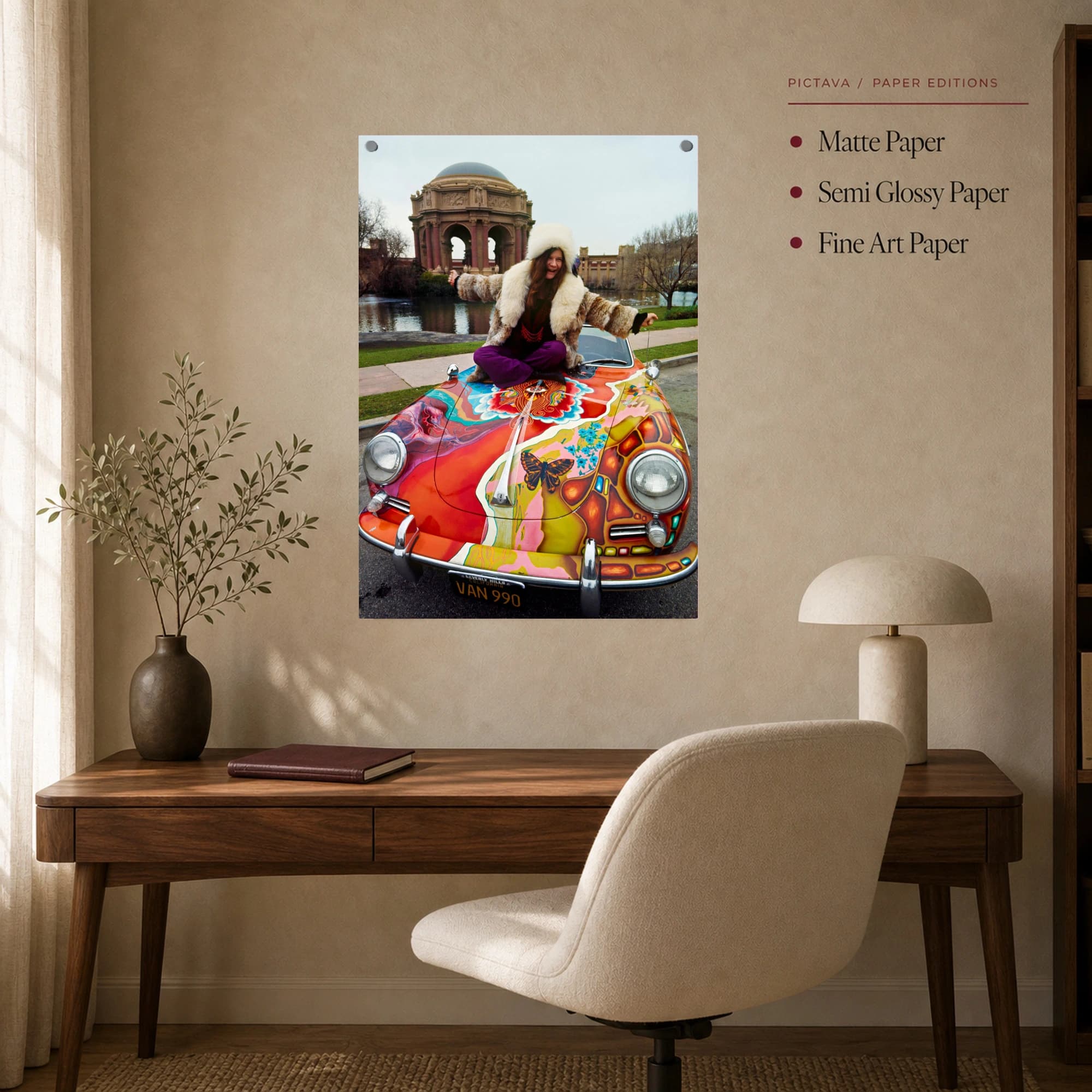 Janis Joplin with Psychedelic Porsche Wall Art, view 8