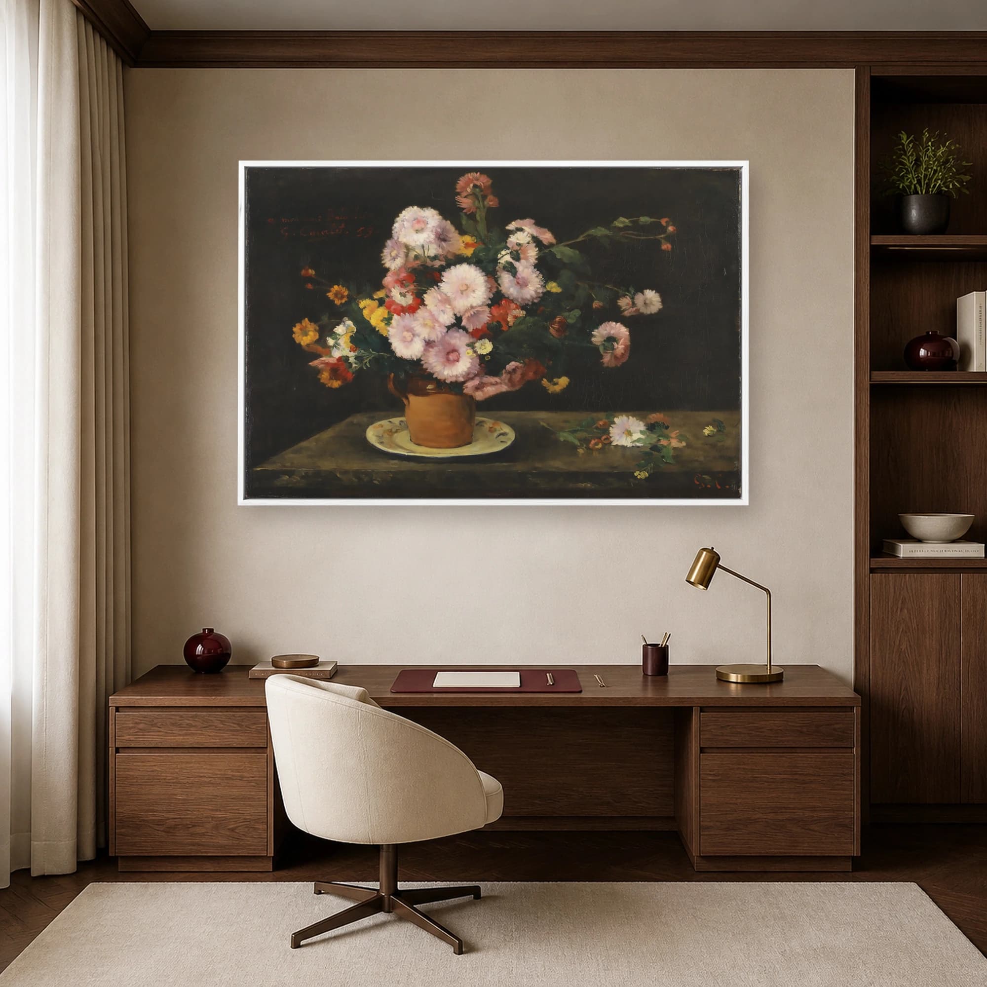 Gustave Courbet Bouquet of Chrysanthemums Fine Art Print, view 5