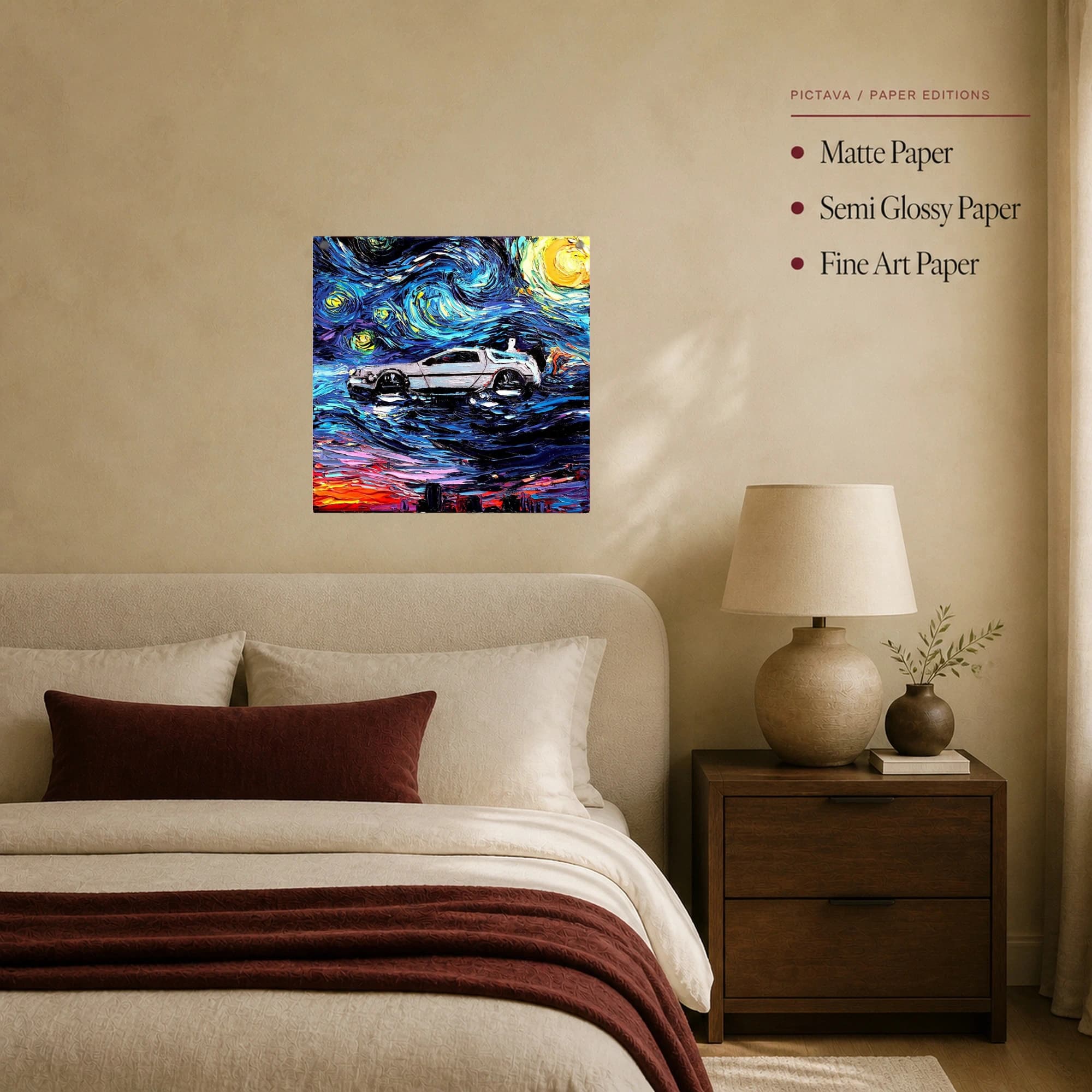 Starry DeLorean Time Machine Canvas Print, view 7