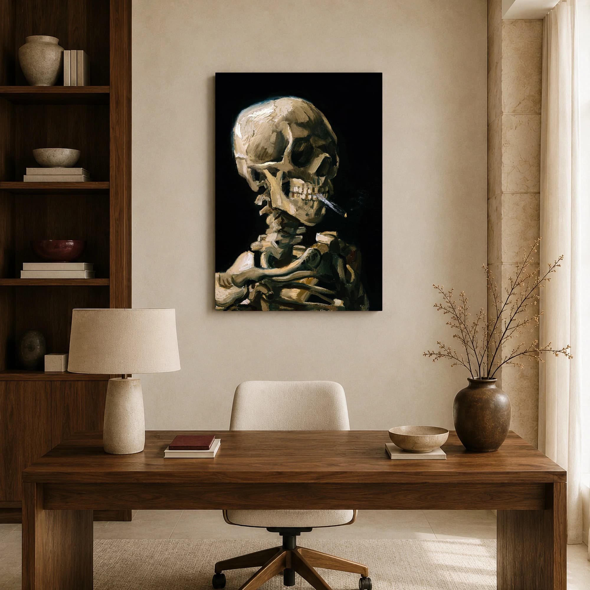 Skull with a Burning Cigarette Van Gogh Fine Art Print, view 8