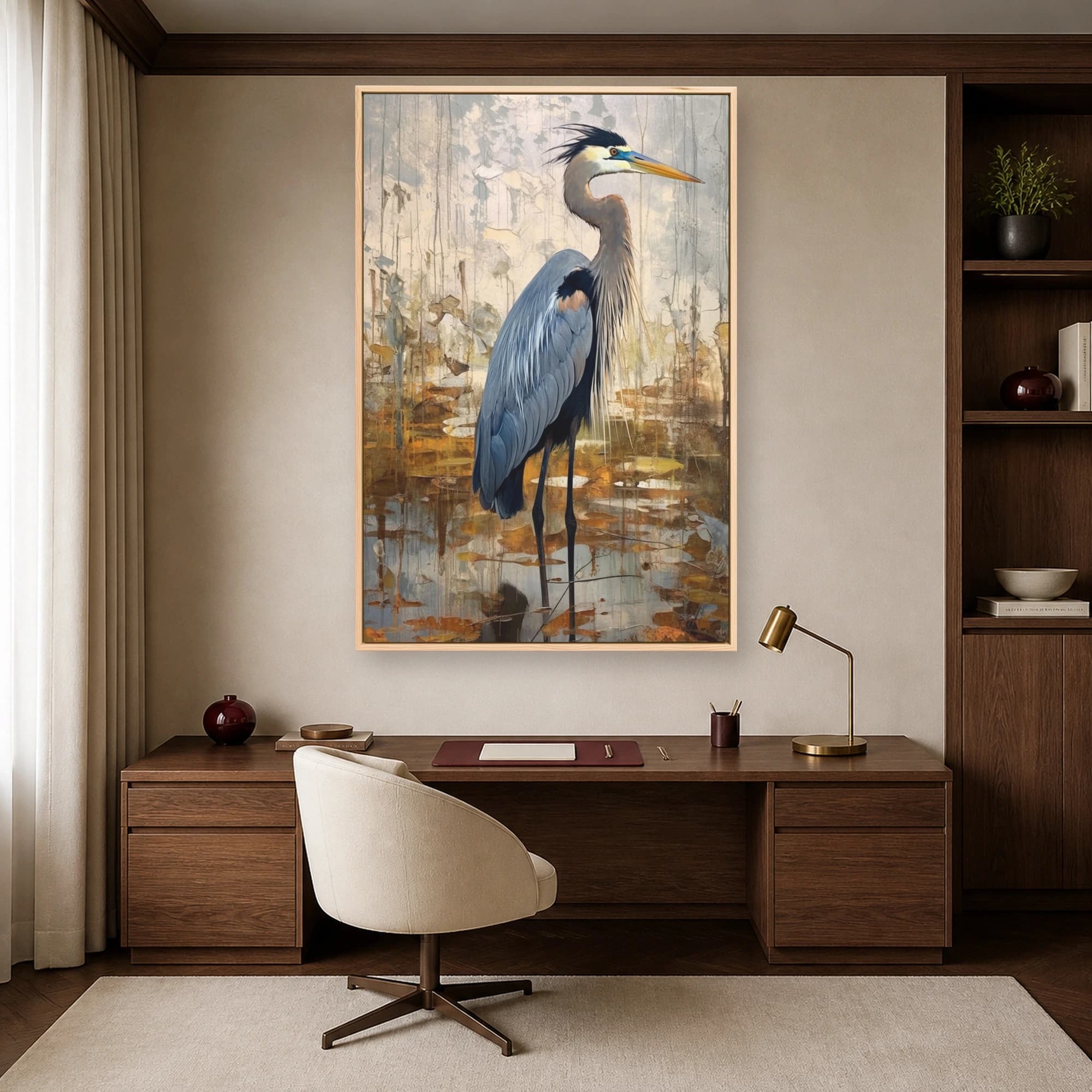 Majestic Blue Heron Wetland Fine Art Print, view 4