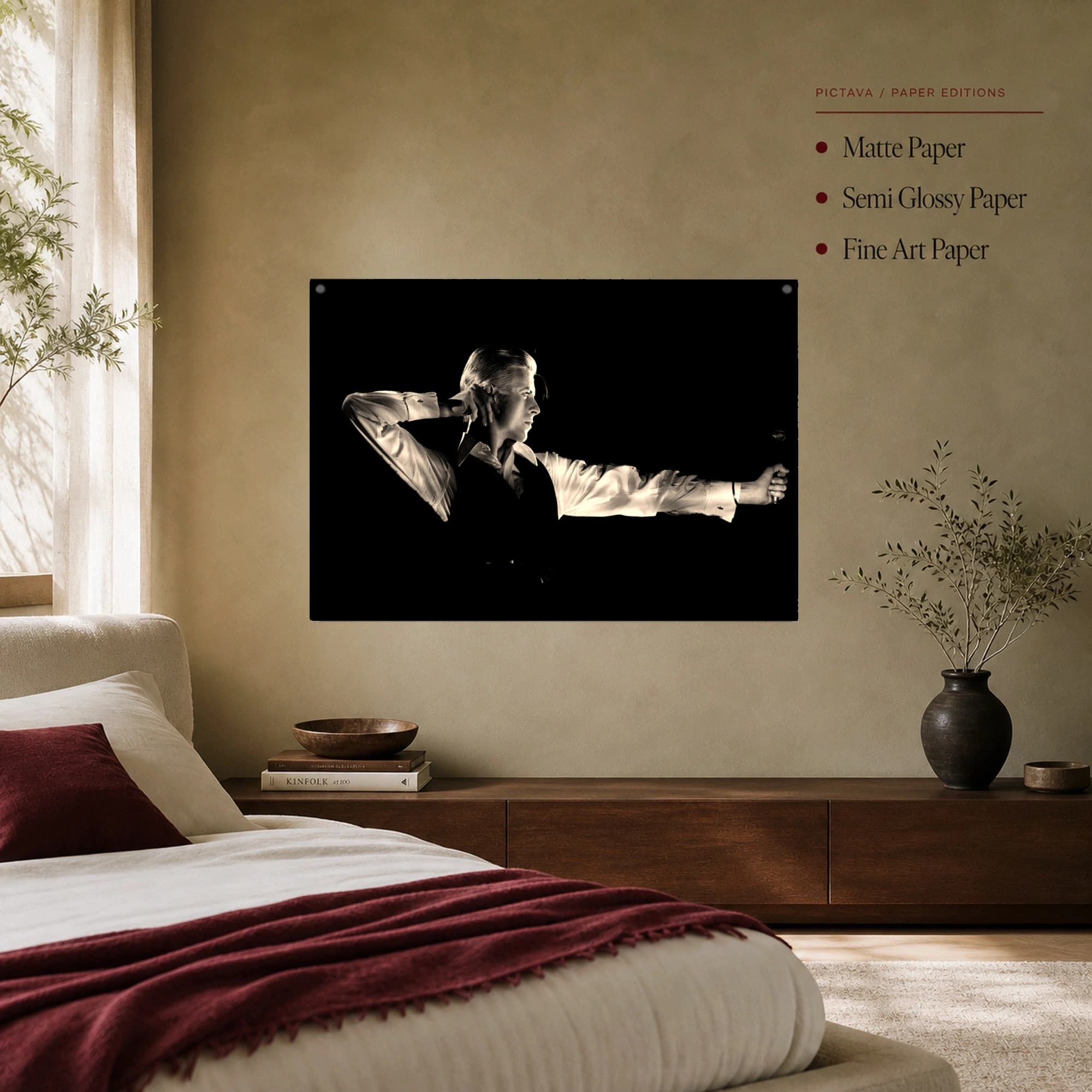 David Bowie Iconic Bow and Arrow Black and White Portrait Art Print, view 6