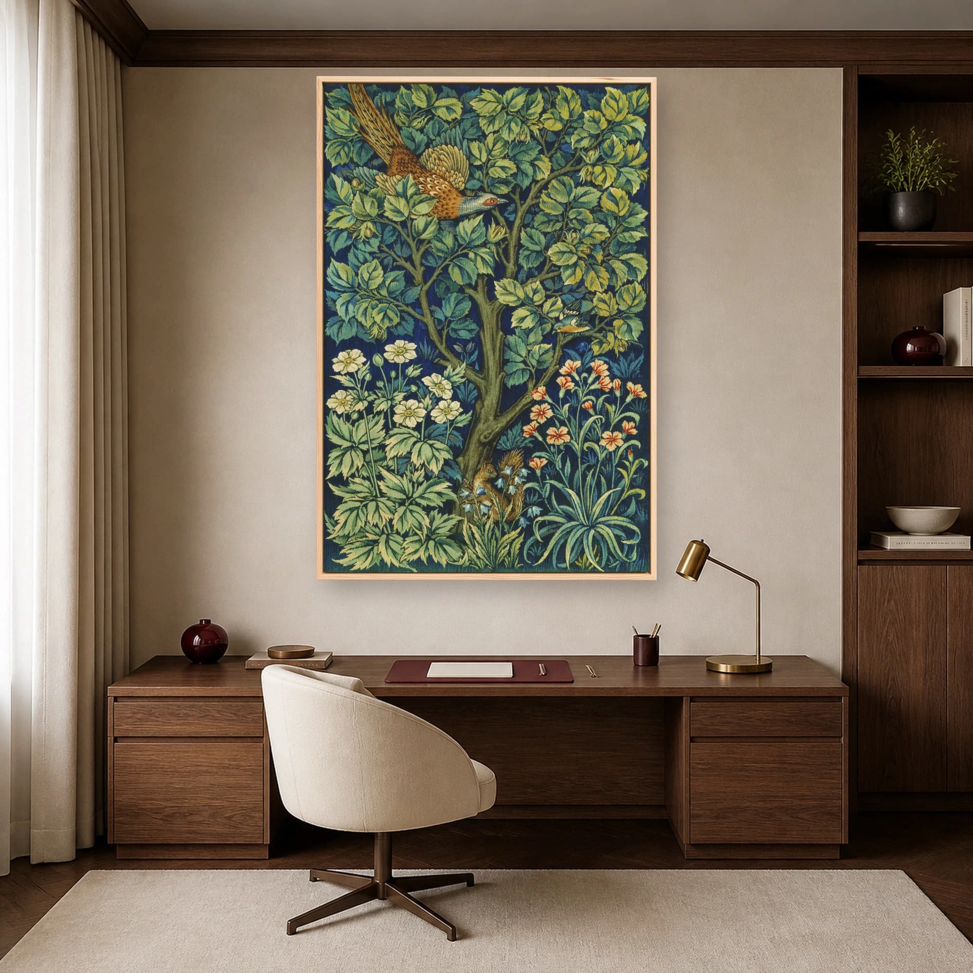 The Woodpecker William Morris Vintage Botanical Tapestry Wall Art, view 5