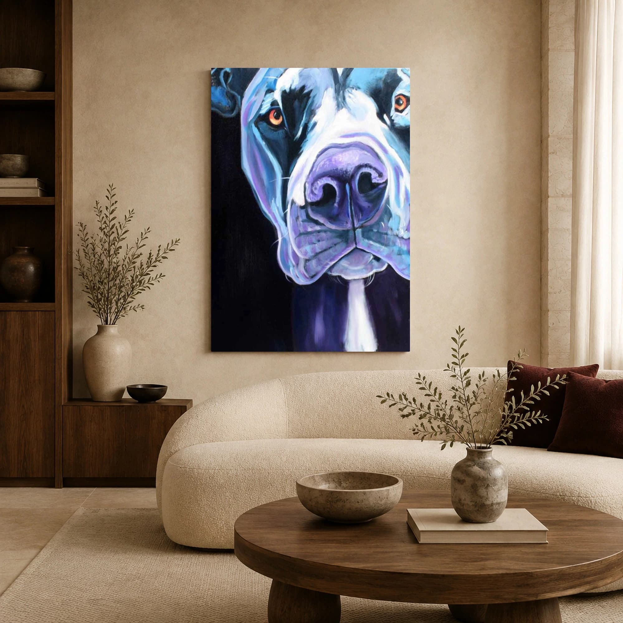 Vibrant Canine Portrait Close-Up Canvas Art, view 5