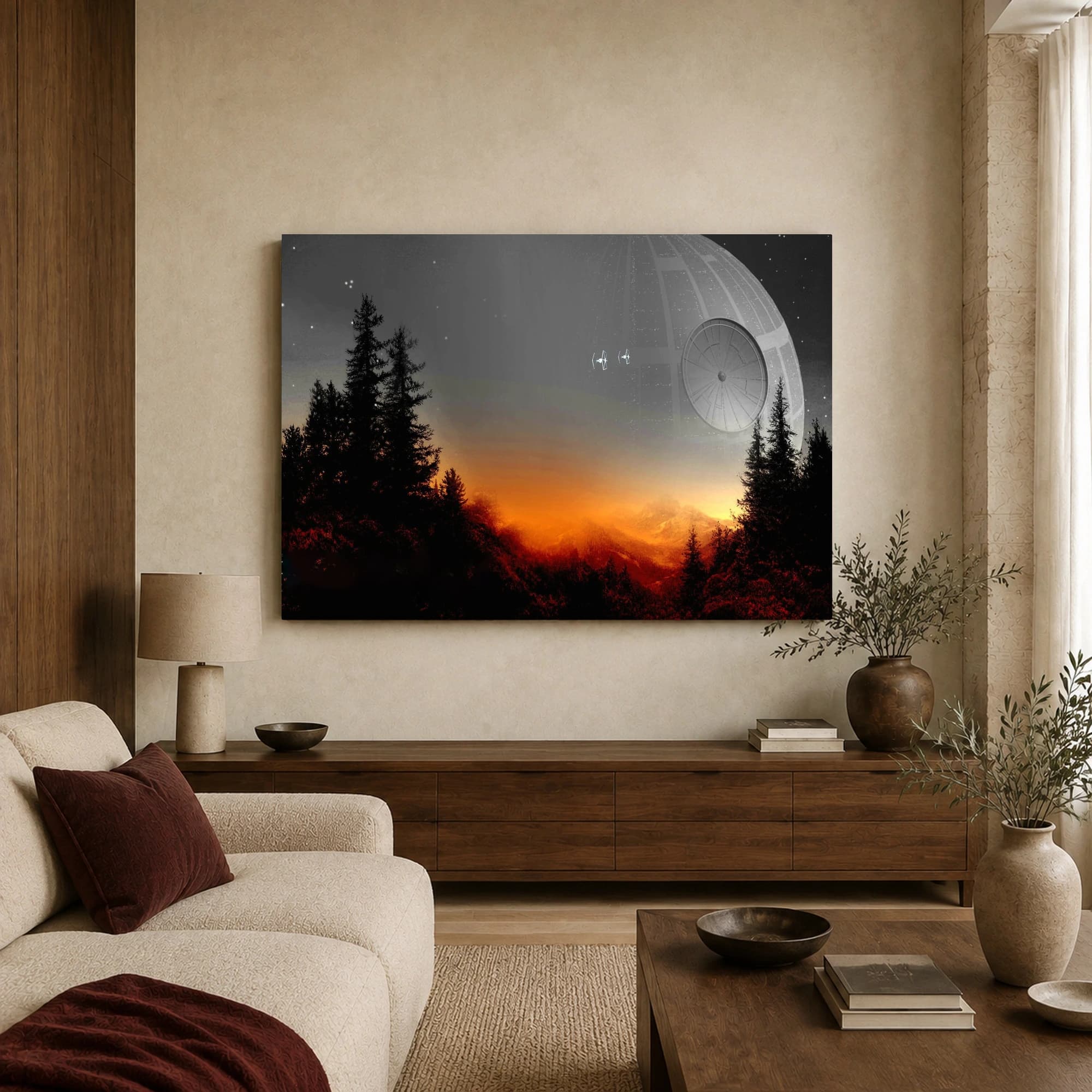 Death Star Over Forest Sci-Fi Movie Wall Art, view 3
