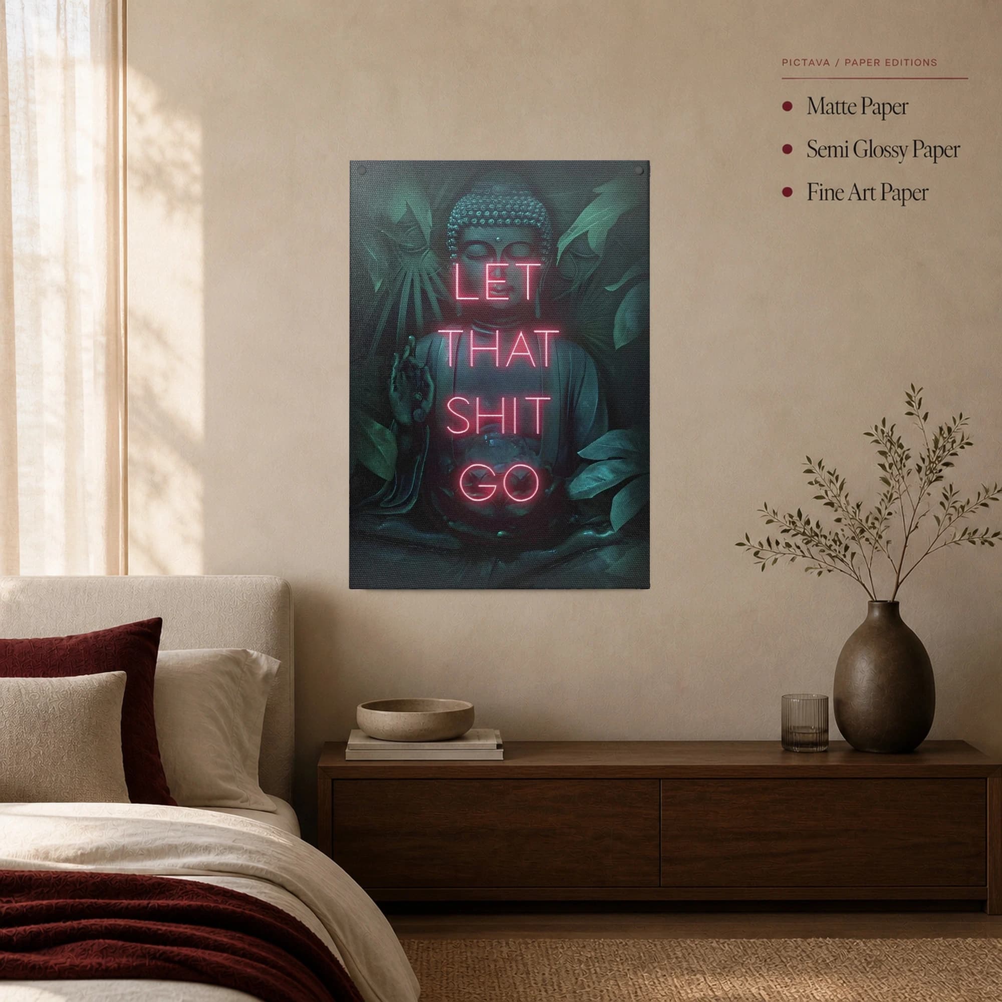 Let That Shit Go Buddha Neon Canvas Wall Art, view 2