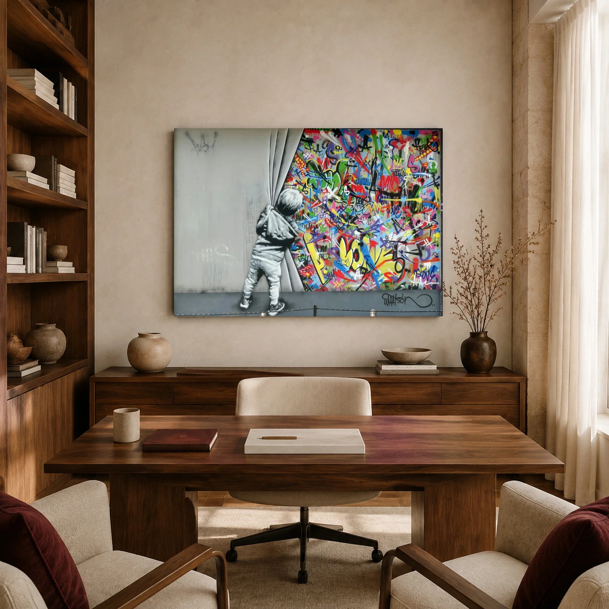 Peeling Back Color Graffiti Street Art Canvas Print, view 8