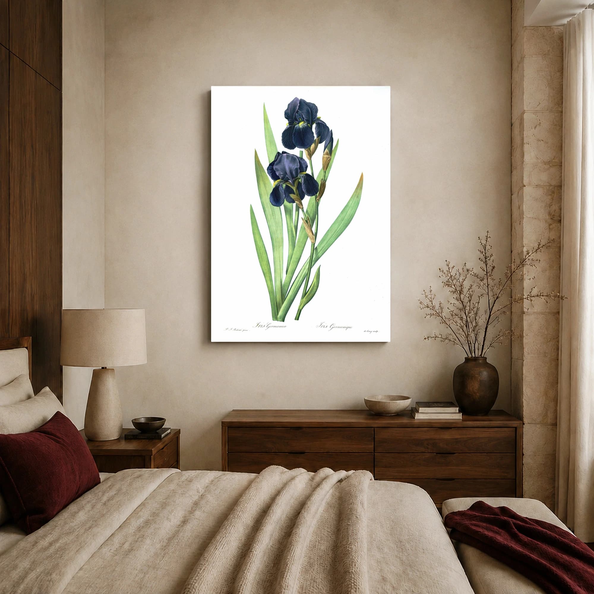 Vintage Iris Germanica Botanical Print Wall Art, view 5