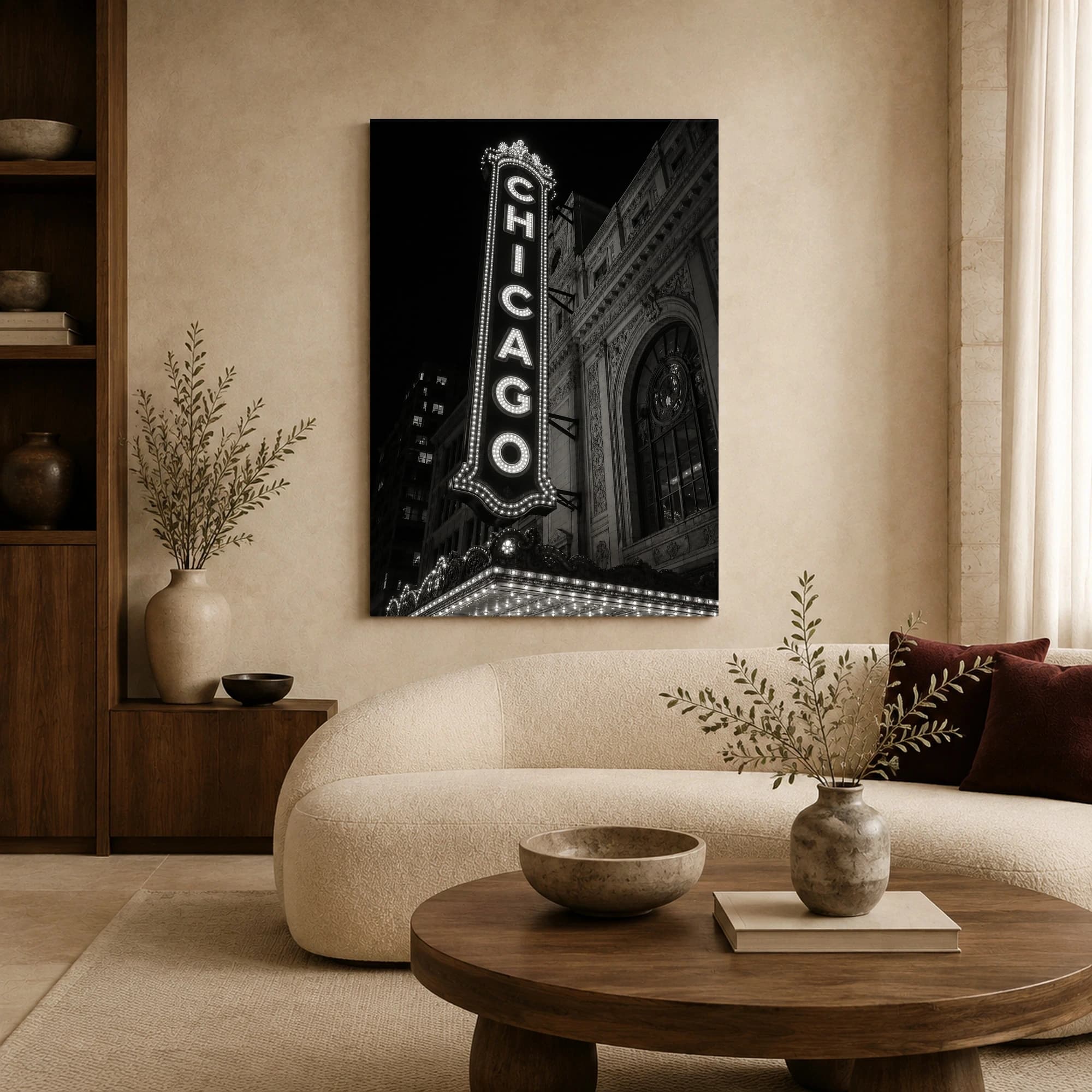 Chicago Theatre Marquee Black and White Wall Art, view 4