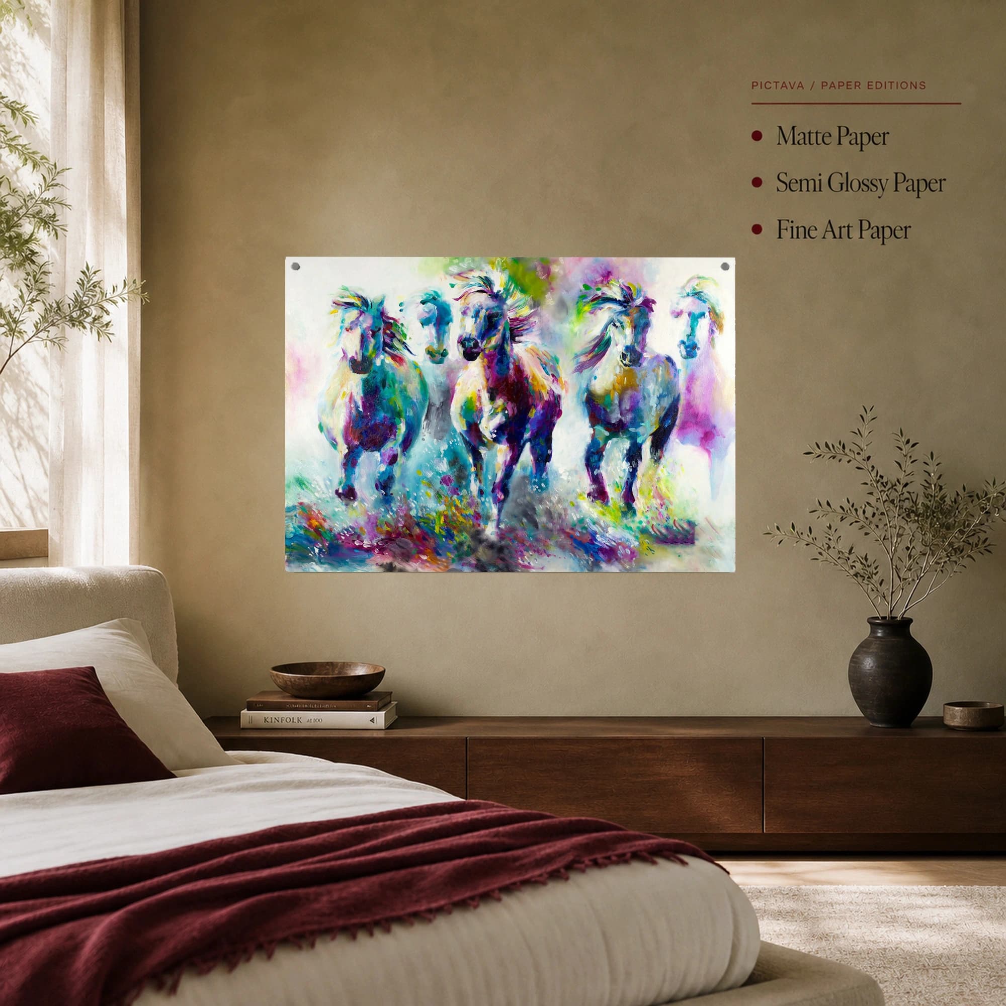 Colorful Running Horses Abstract Canvas Print, view 8