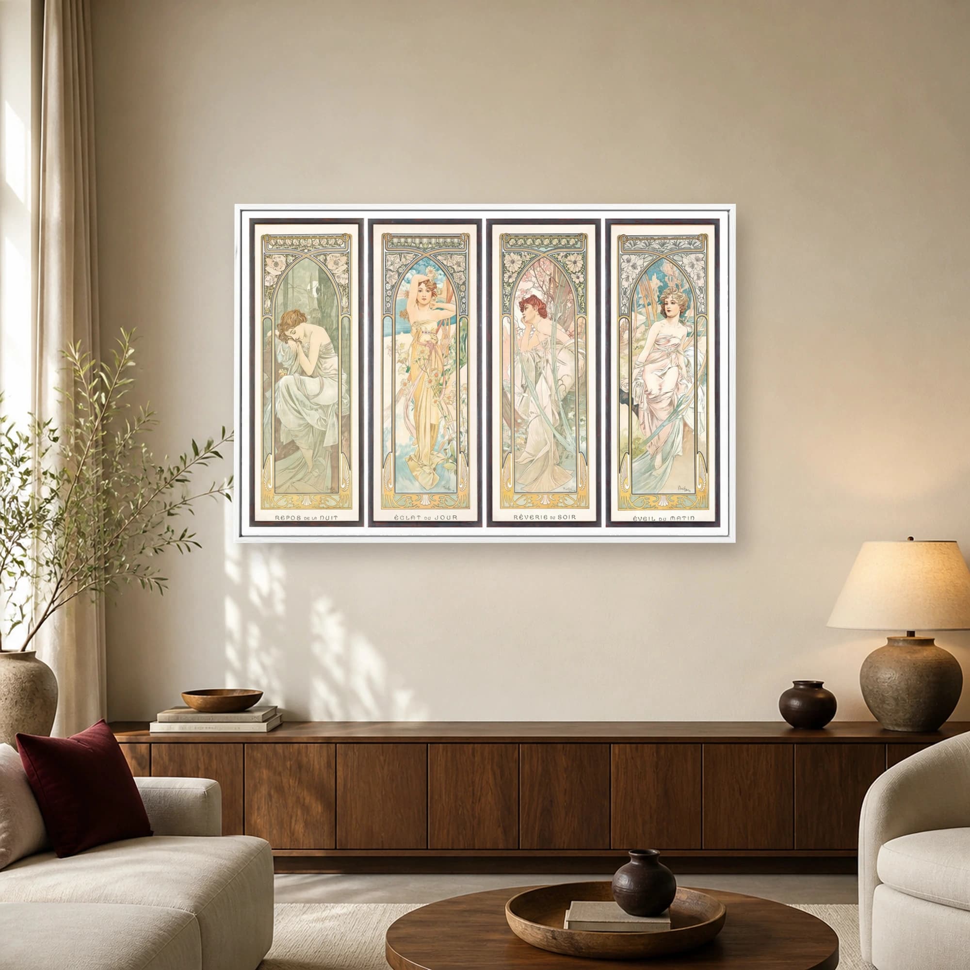 Alphonse Mucha The Times of the Day Art Nouveau Quadriptych Print, view 5