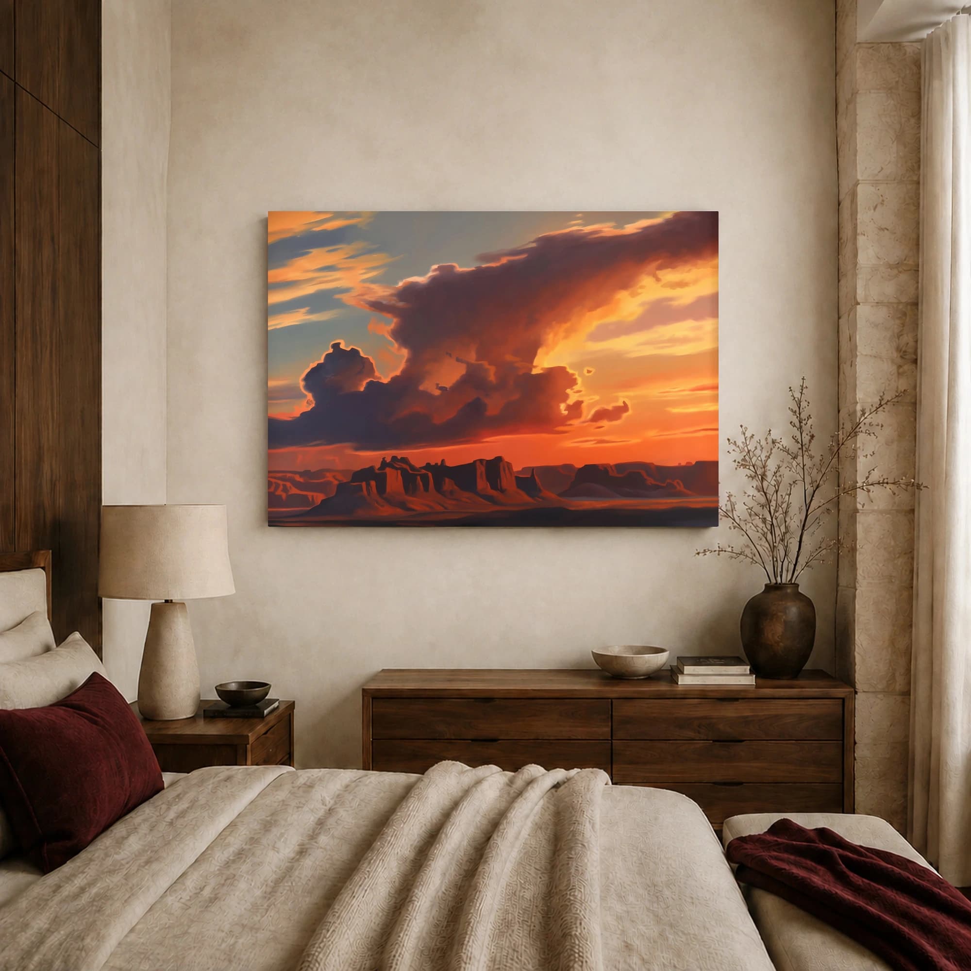 Sunset Over Desert Mesas Canvas Wall Art, view 7