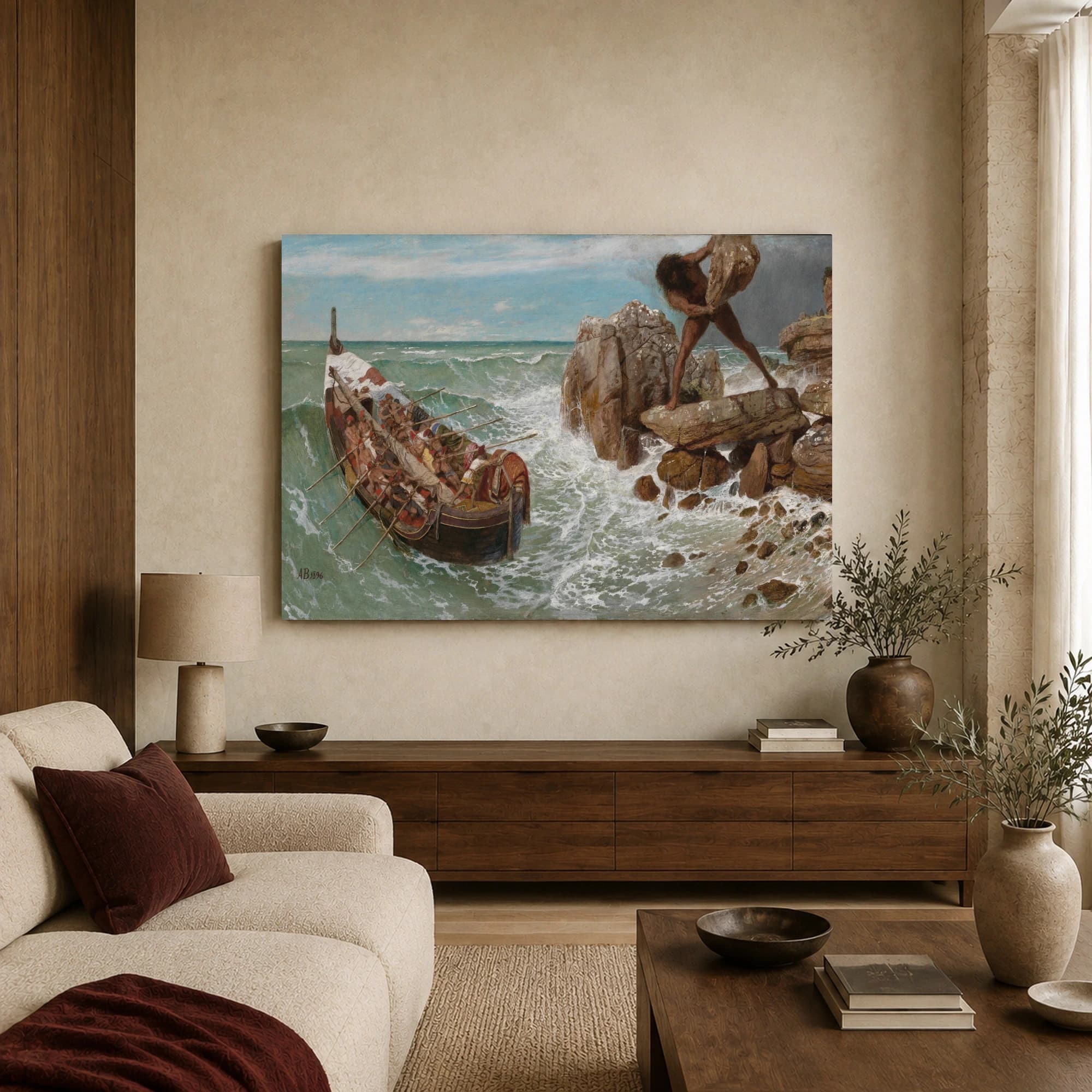 Ulysses and Polyphemus Epic Mythology Canvas Print, view 3