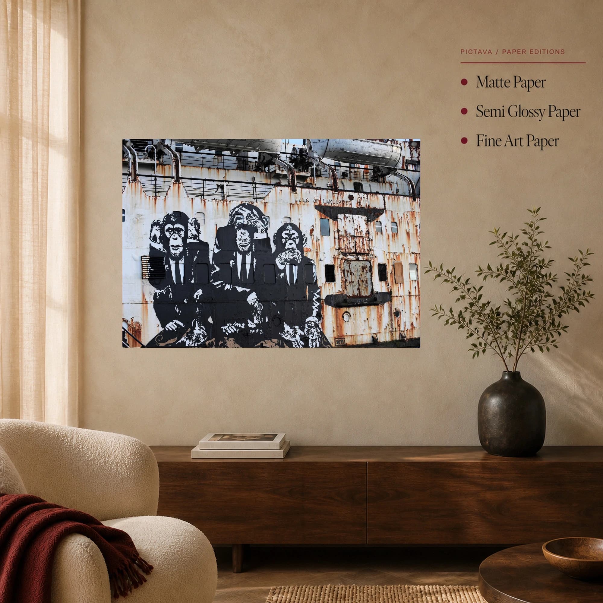 Three Wise Chimps Street Art Canvas Print, view 4
