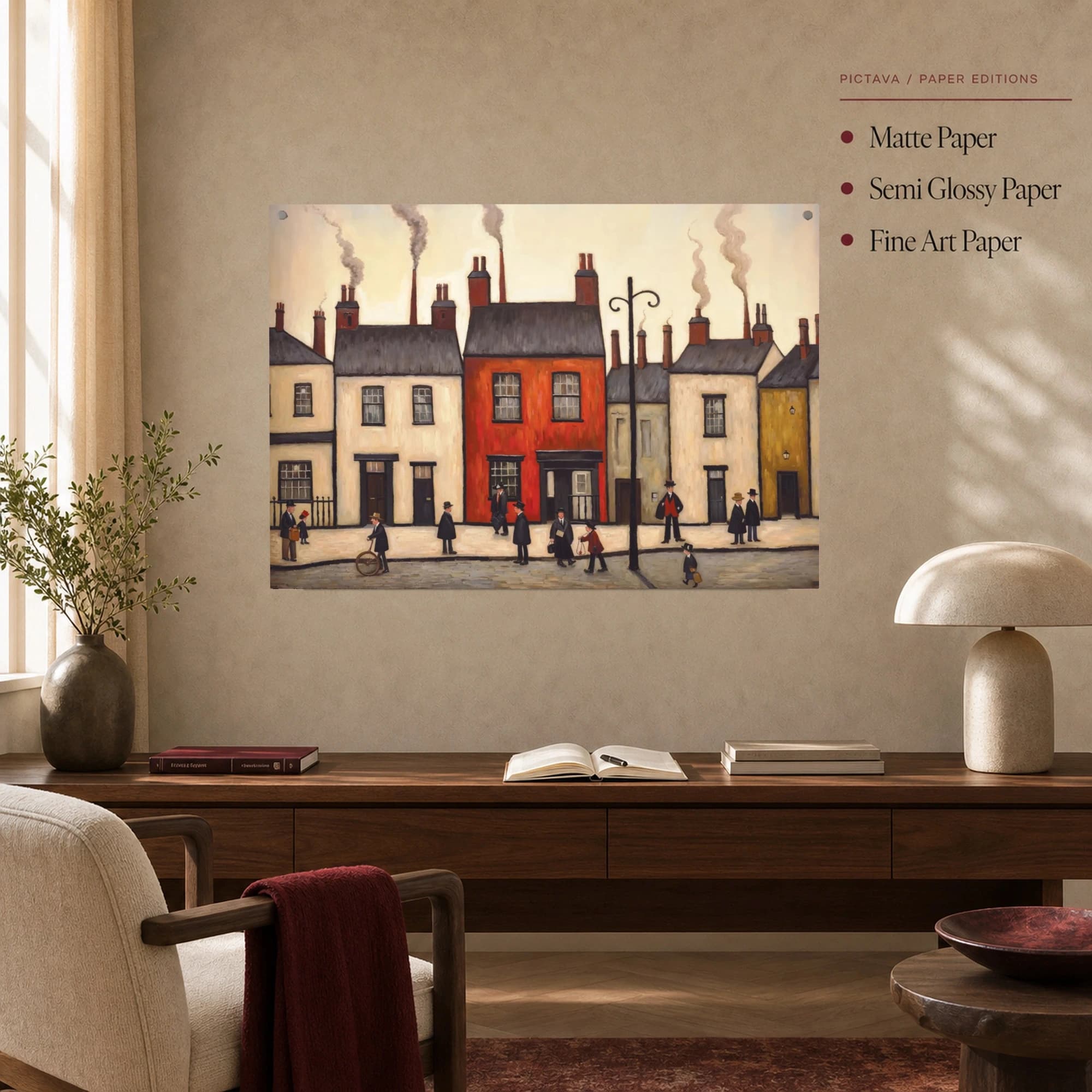 Industrial Street Scene with Bowler Hats Art Print, view 4