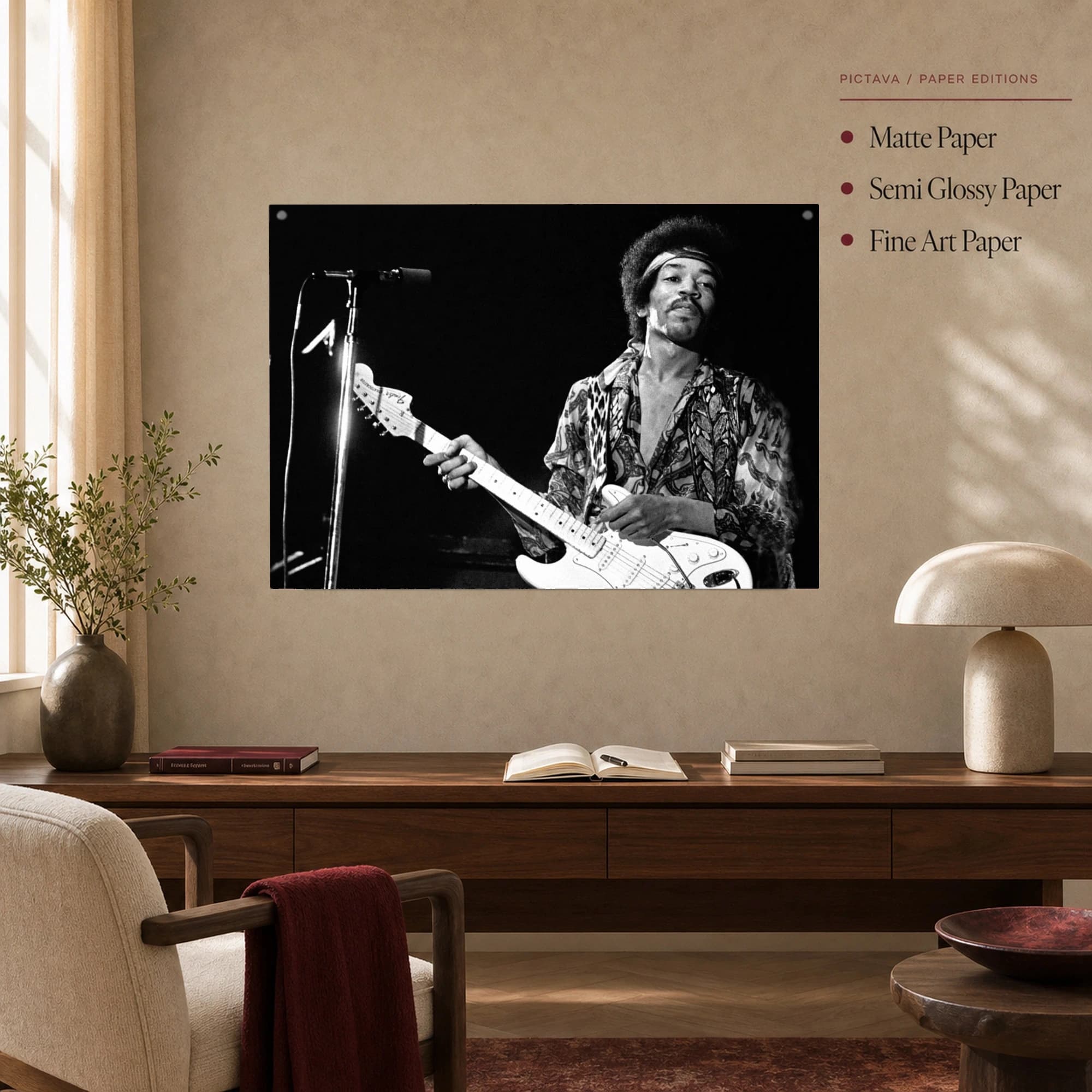 Jimi Hendrix Live Concert Black and White Wall Art, view 4
