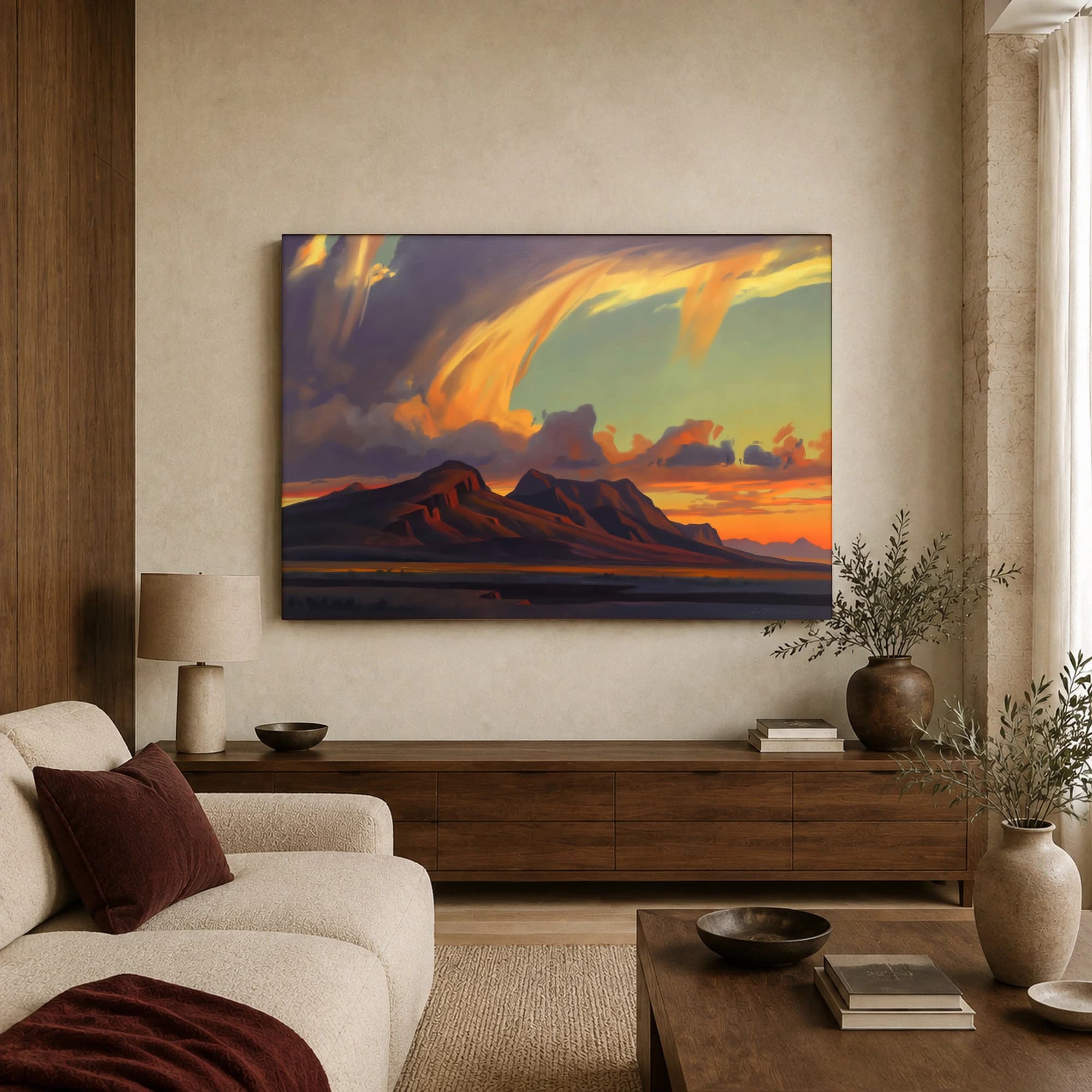 Sunset Mountain Landscape Canvas Print, view 3
