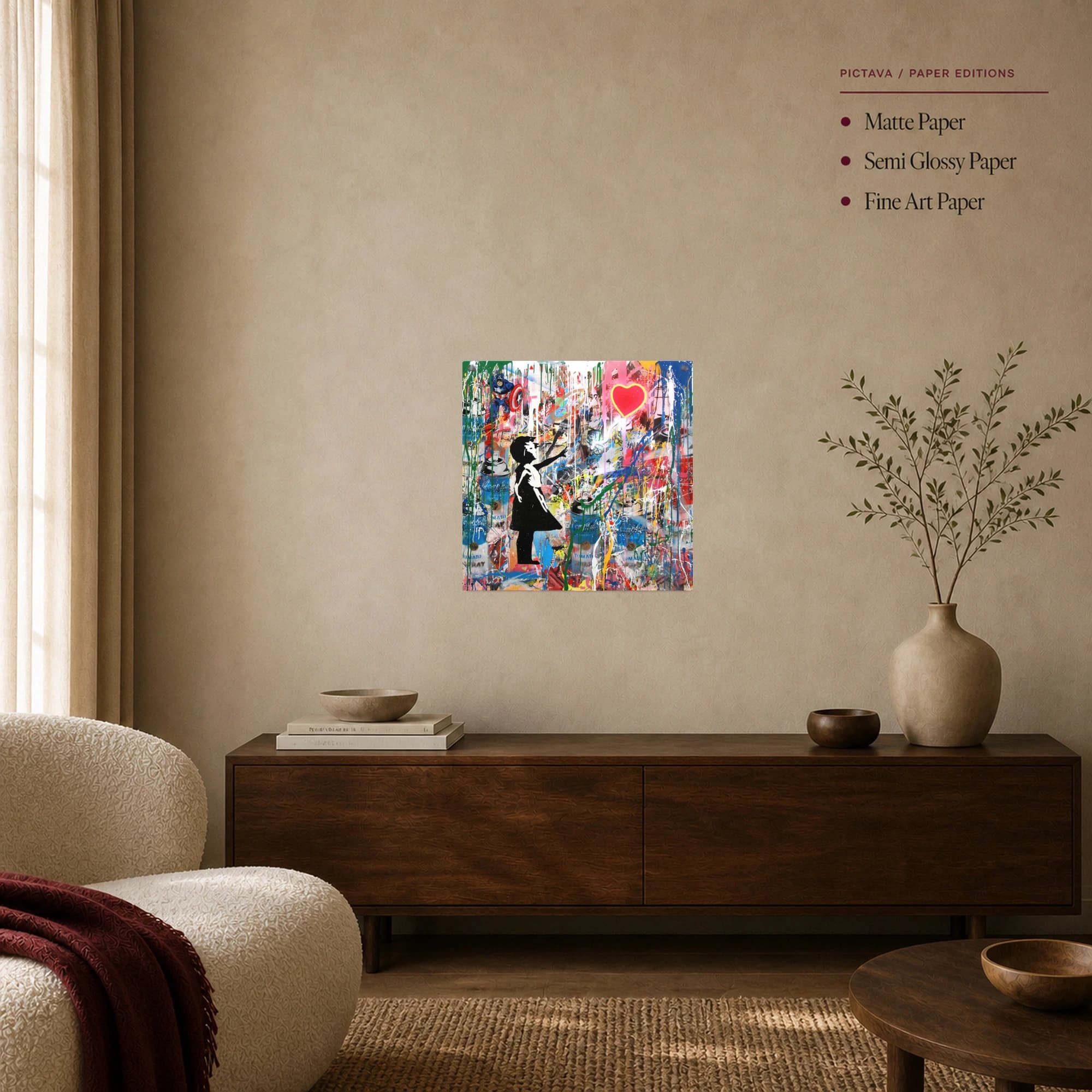 Urban Street Art Canvas Print with Heart Balloon, view 8