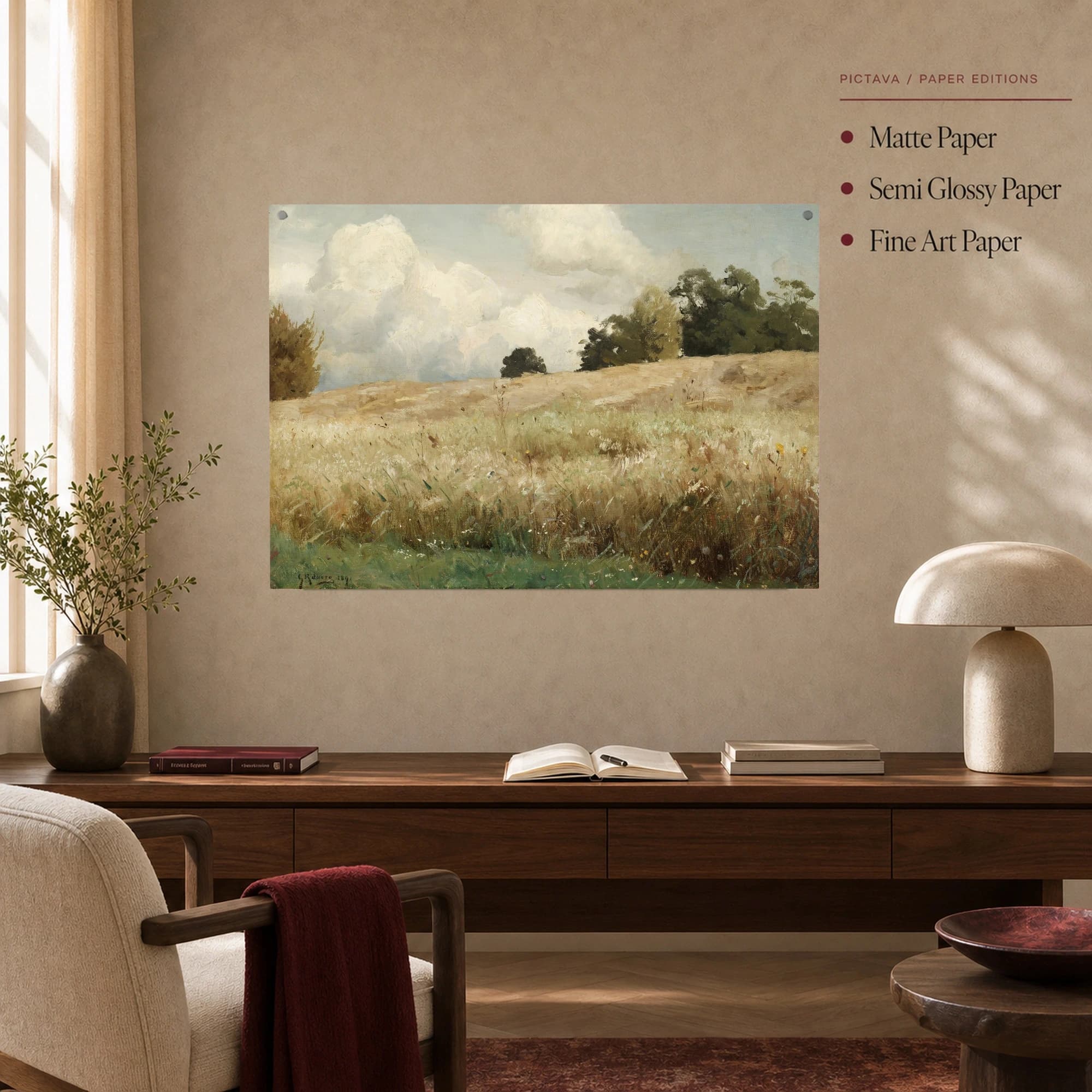 Landscape with Wheat Field and Clouds Fine Art Canvas Print, view 5