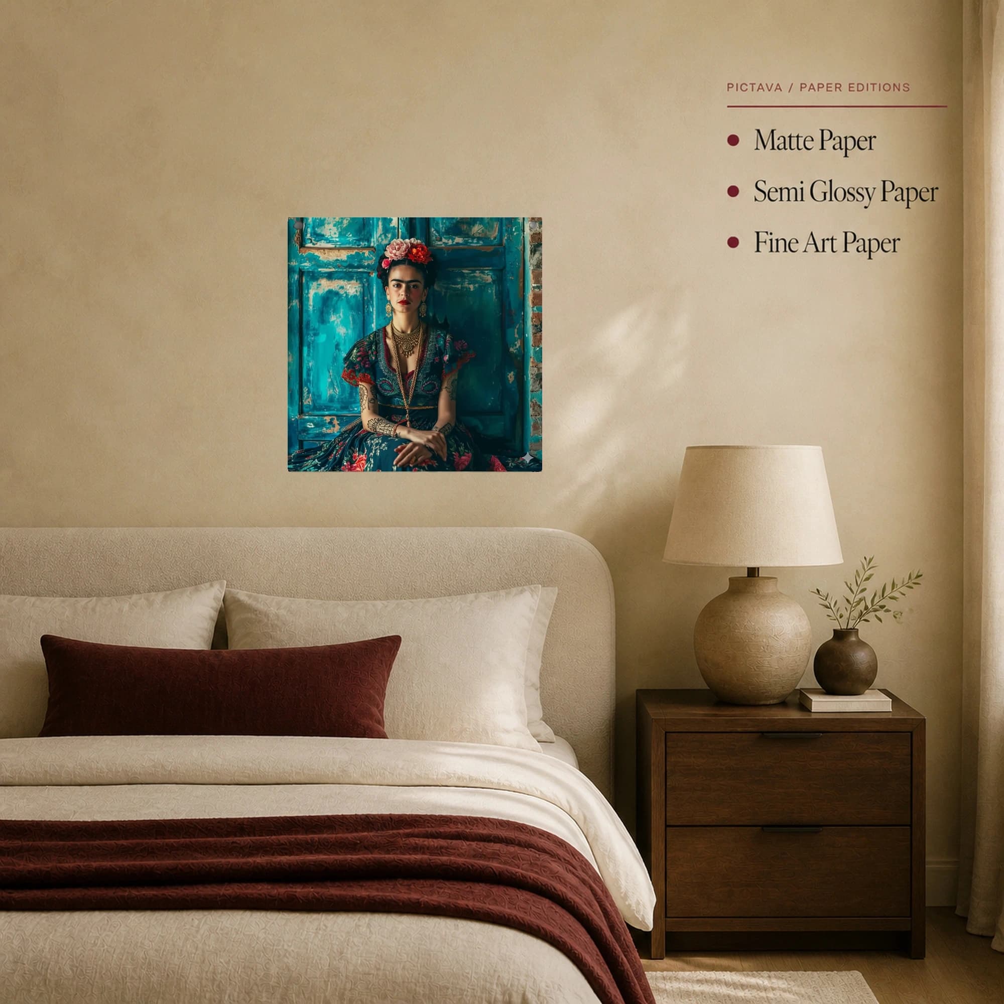Frida Kahlo Teal Door Portrait Canvas Print, view 8