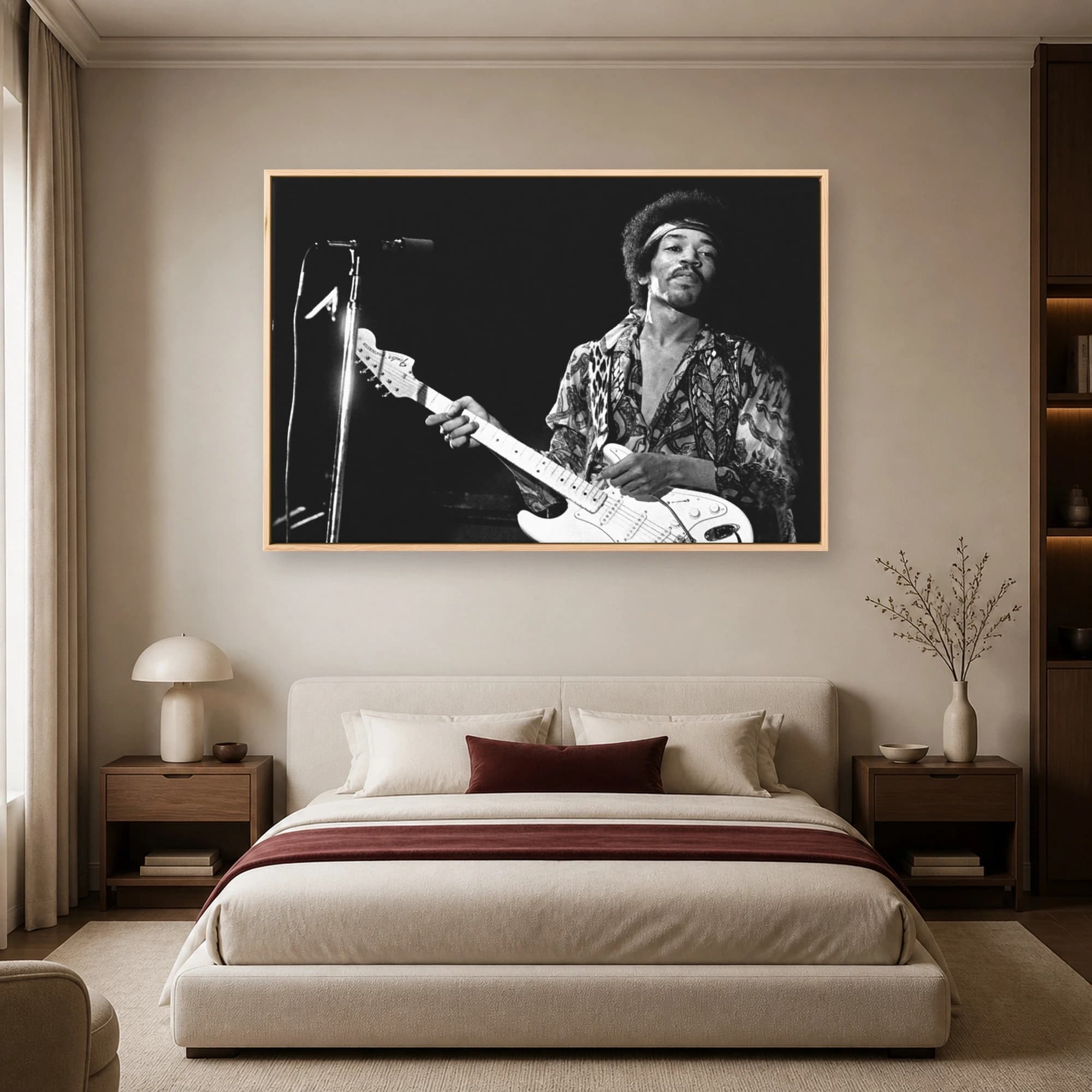 Jimi Hendrix Live Concert Black and White Wall Art, view 5