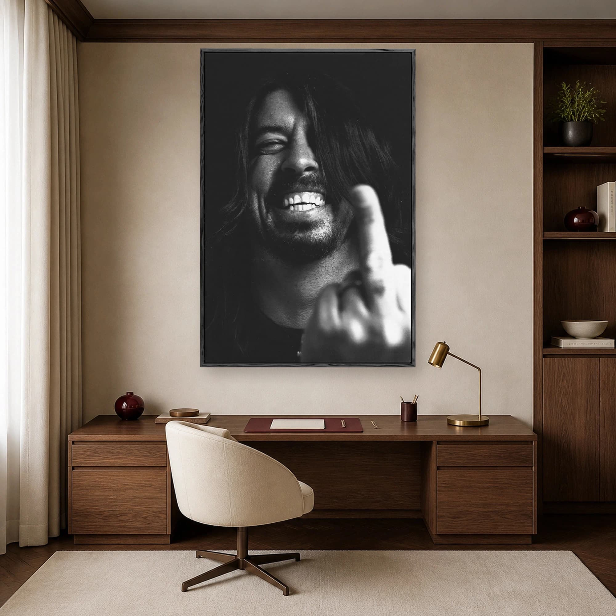 Dave Grohl Black and White Portrait Canvas Print, view 7