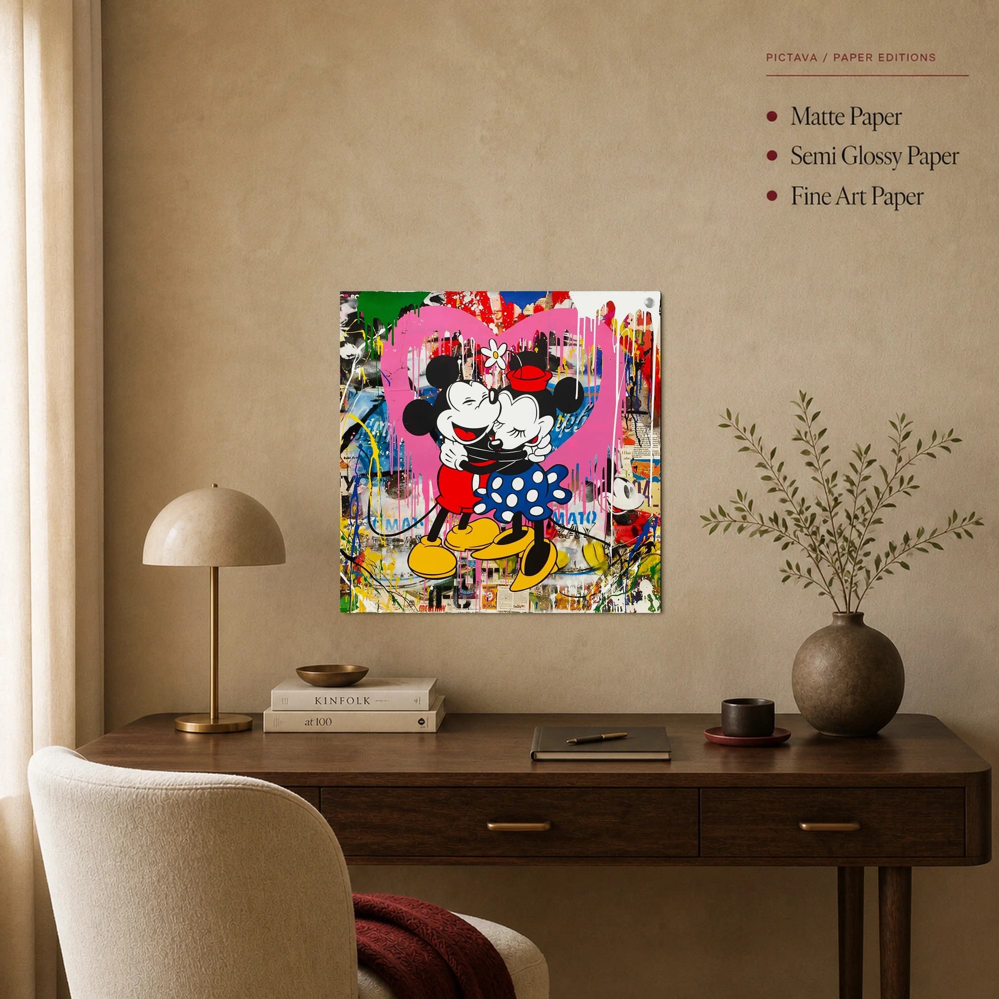 Mickey and Minnie Pop Art Canvas Print - Urban Romance Wall Art, view 2