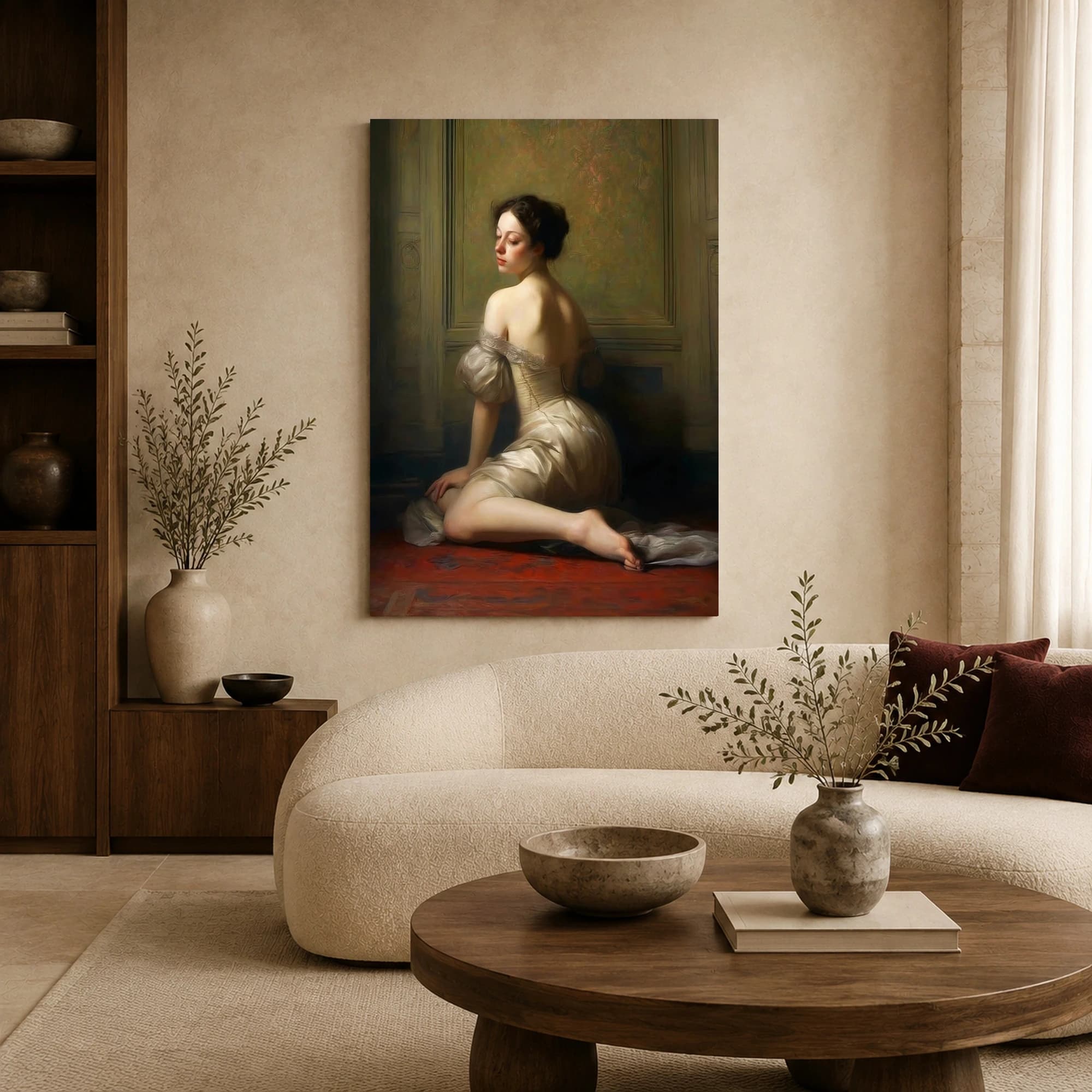 Elegance in Repose Neoclassical Portrait Canvas Print, view 7