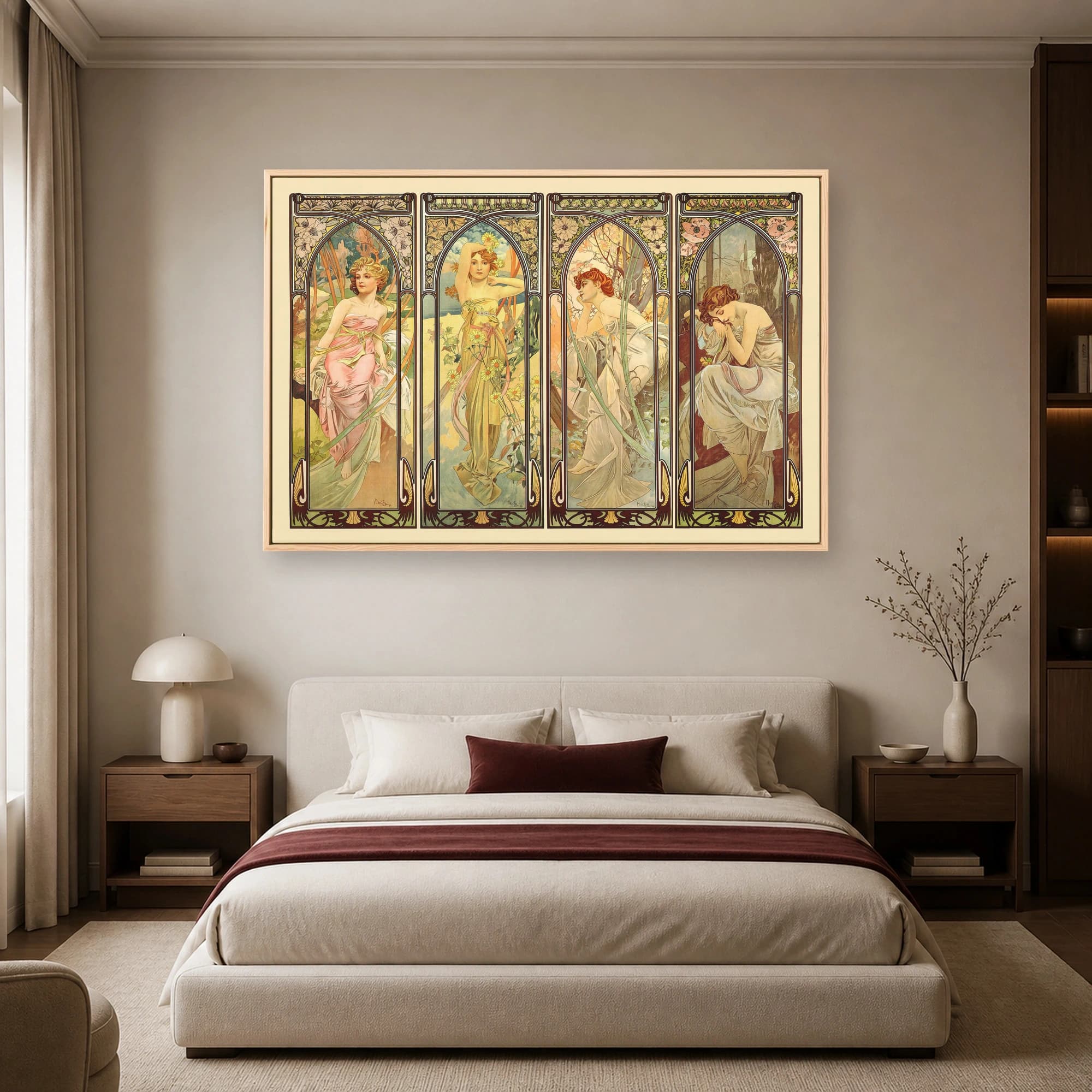Alphonse Mucha The Times of the Day Four-Panel Vintage Art Print, view 6