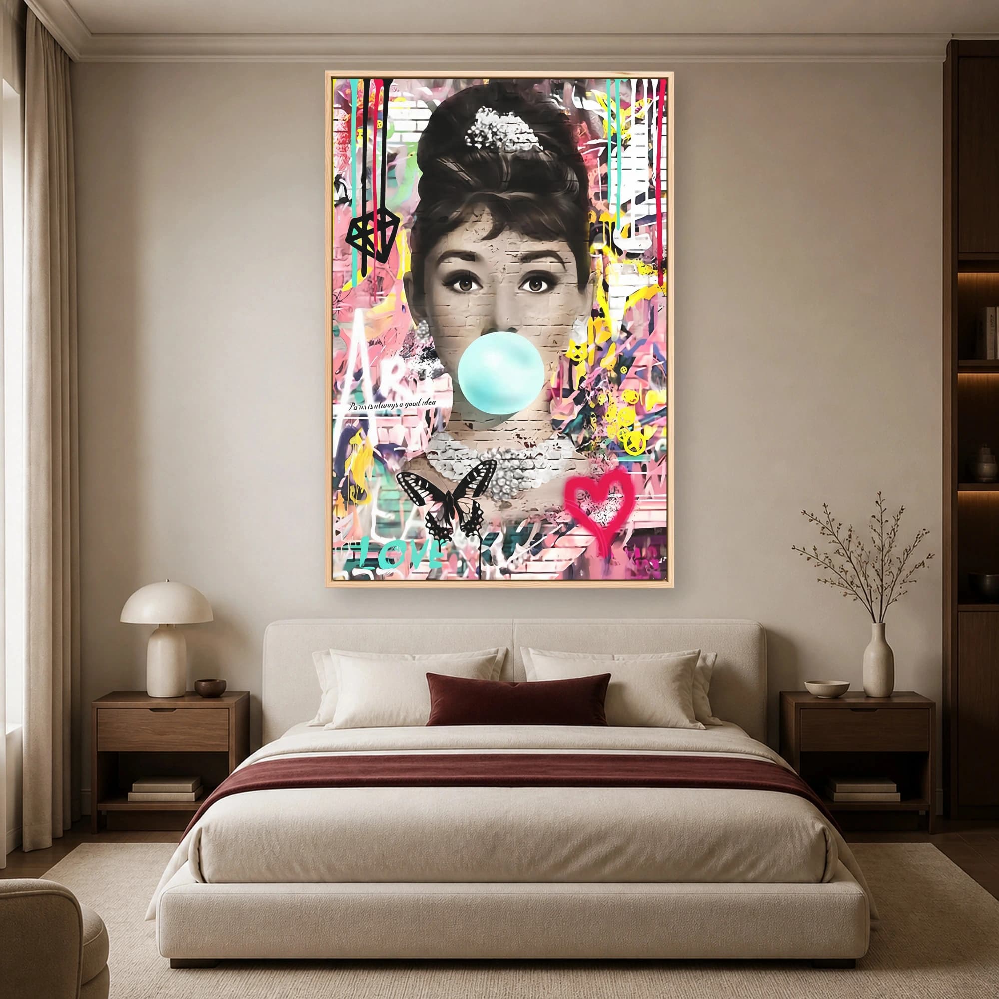 Audrey Bubblegum Pop Art Canvas Print, view 4