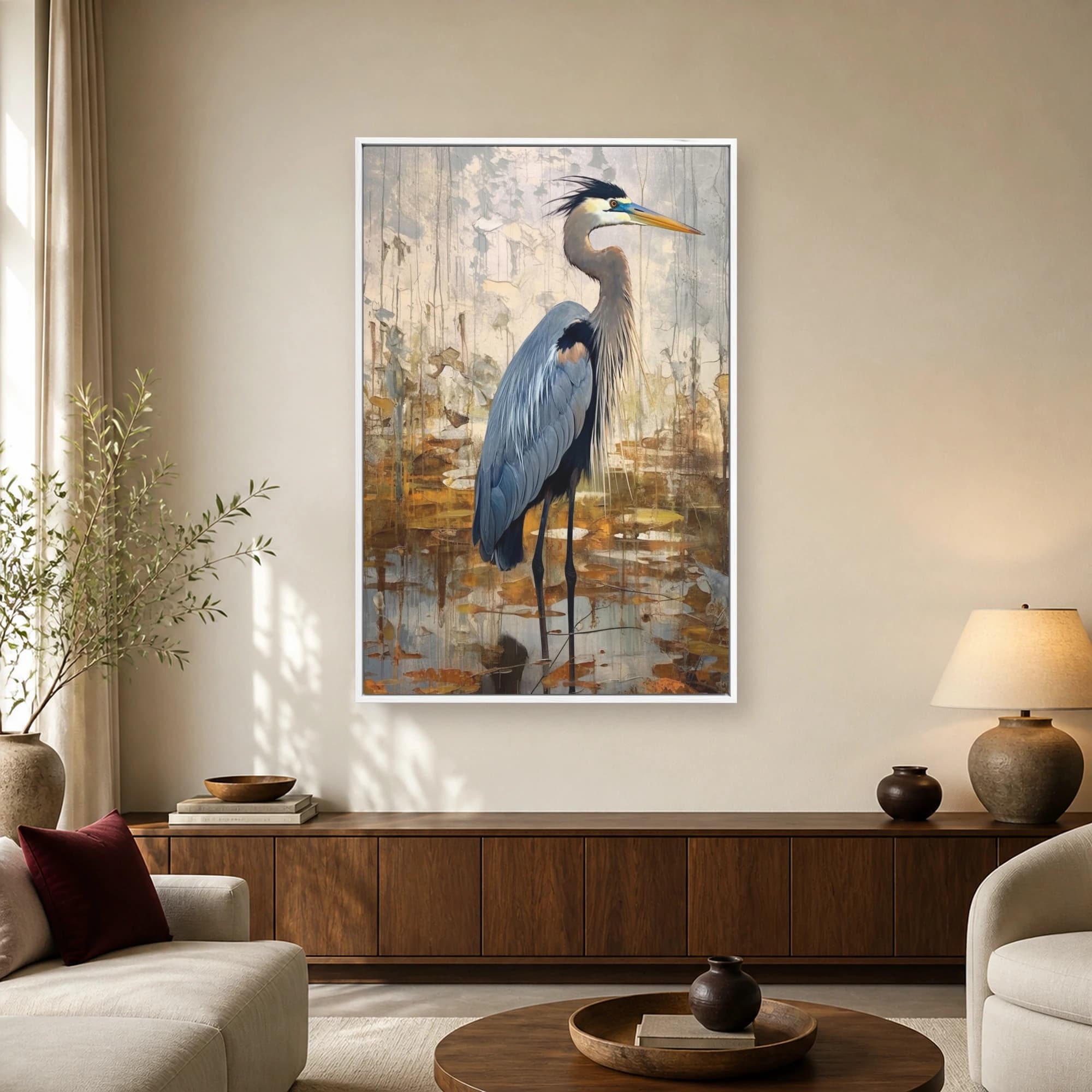 Majestic Blue Heron Wetland Fine Art Print, view 2