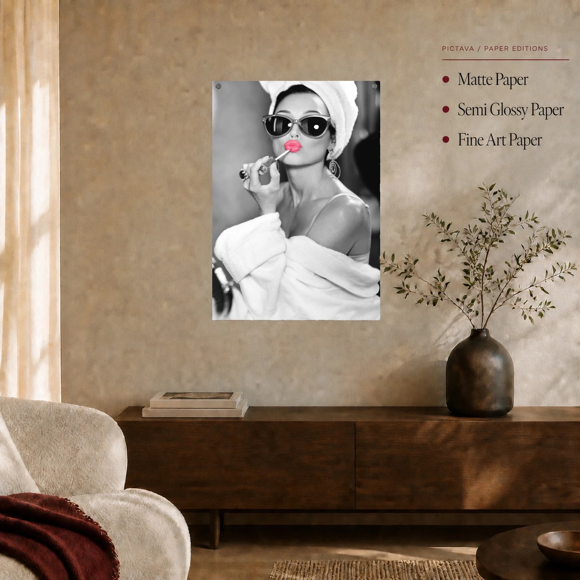 Retro Chic Pink Lips Glamour Photo Wall Art Print, view 7