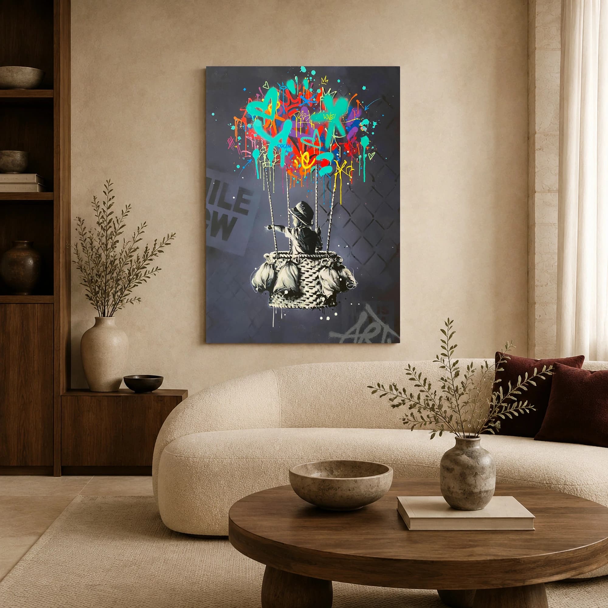 Street Art Hot Air Balloon Child Canvas Print, view 5
