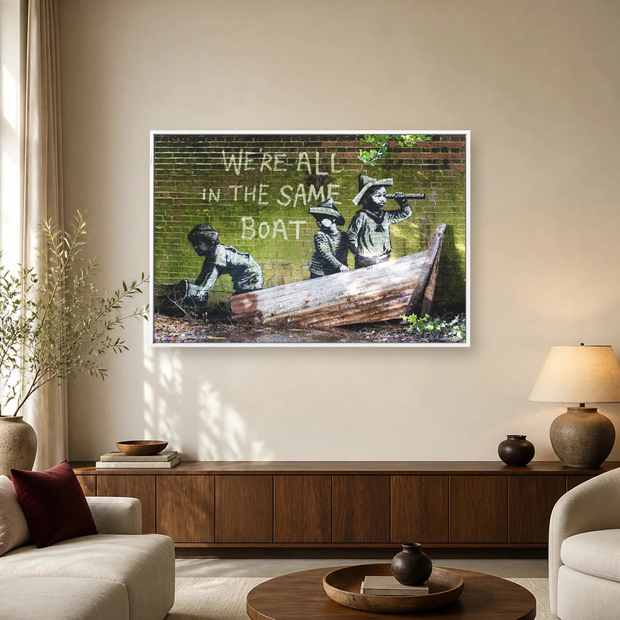 We're All in the Same Boat Street Art Canvas Print, view 2