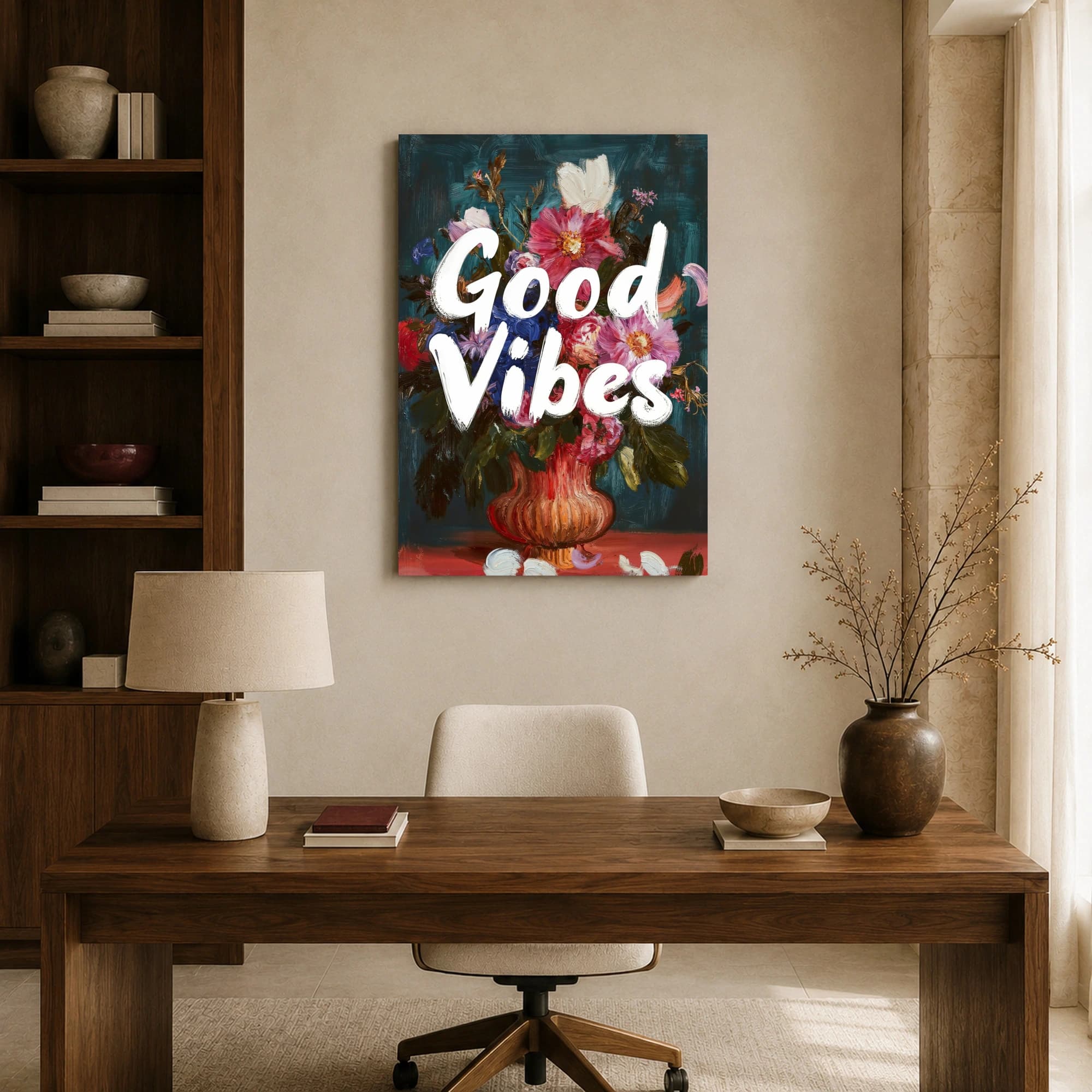 Good Vibes Floral Impasto Painting Wall Art, view 8