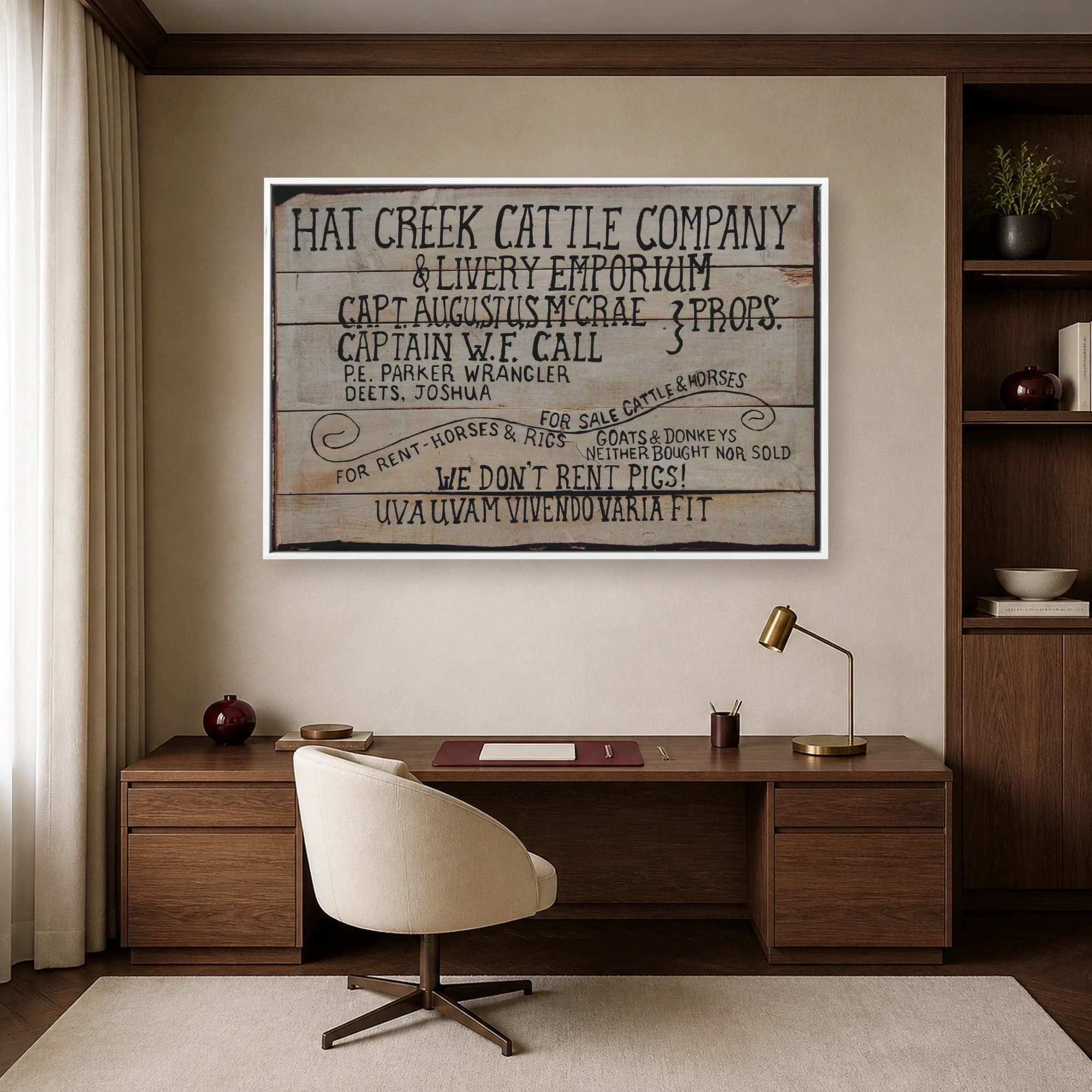 Lonesome Dove Hat Creek Cattle Company Sign Canvas Print, view 6