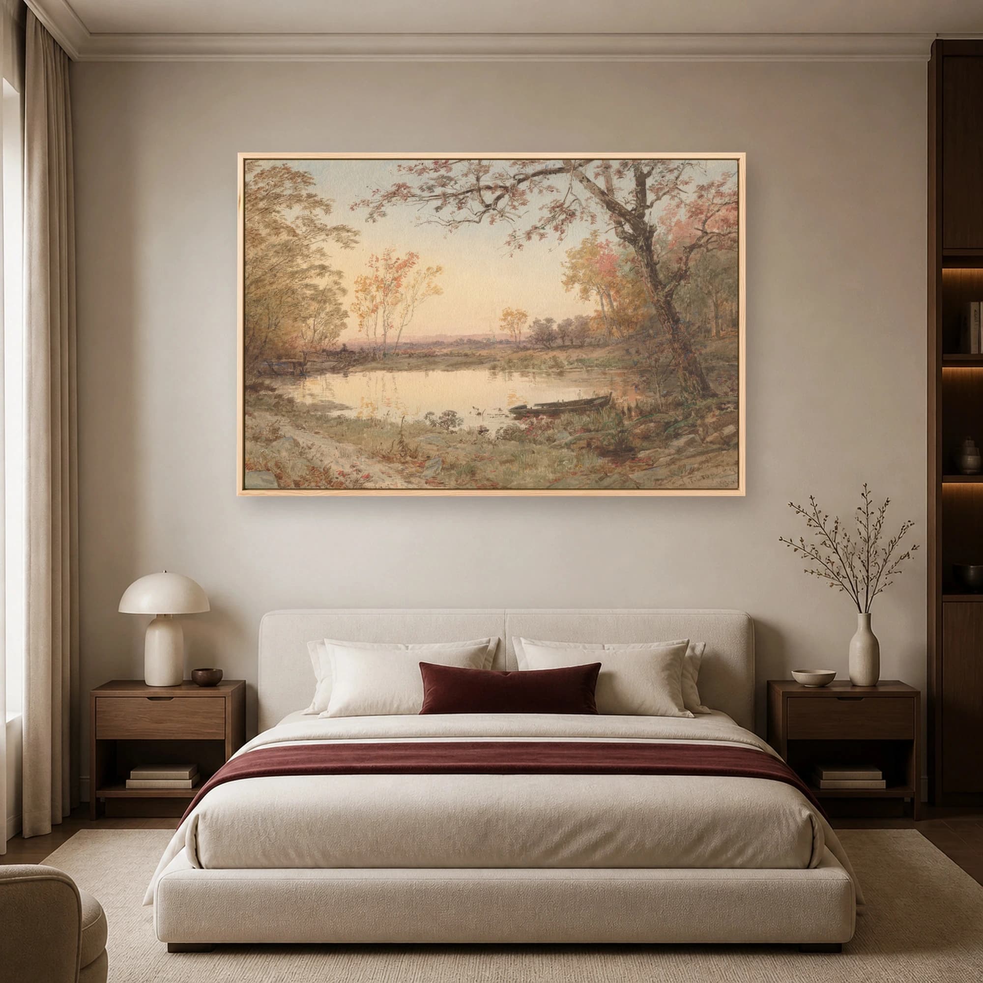 Vintage Autumn Landscape Watercolor Print, view 4