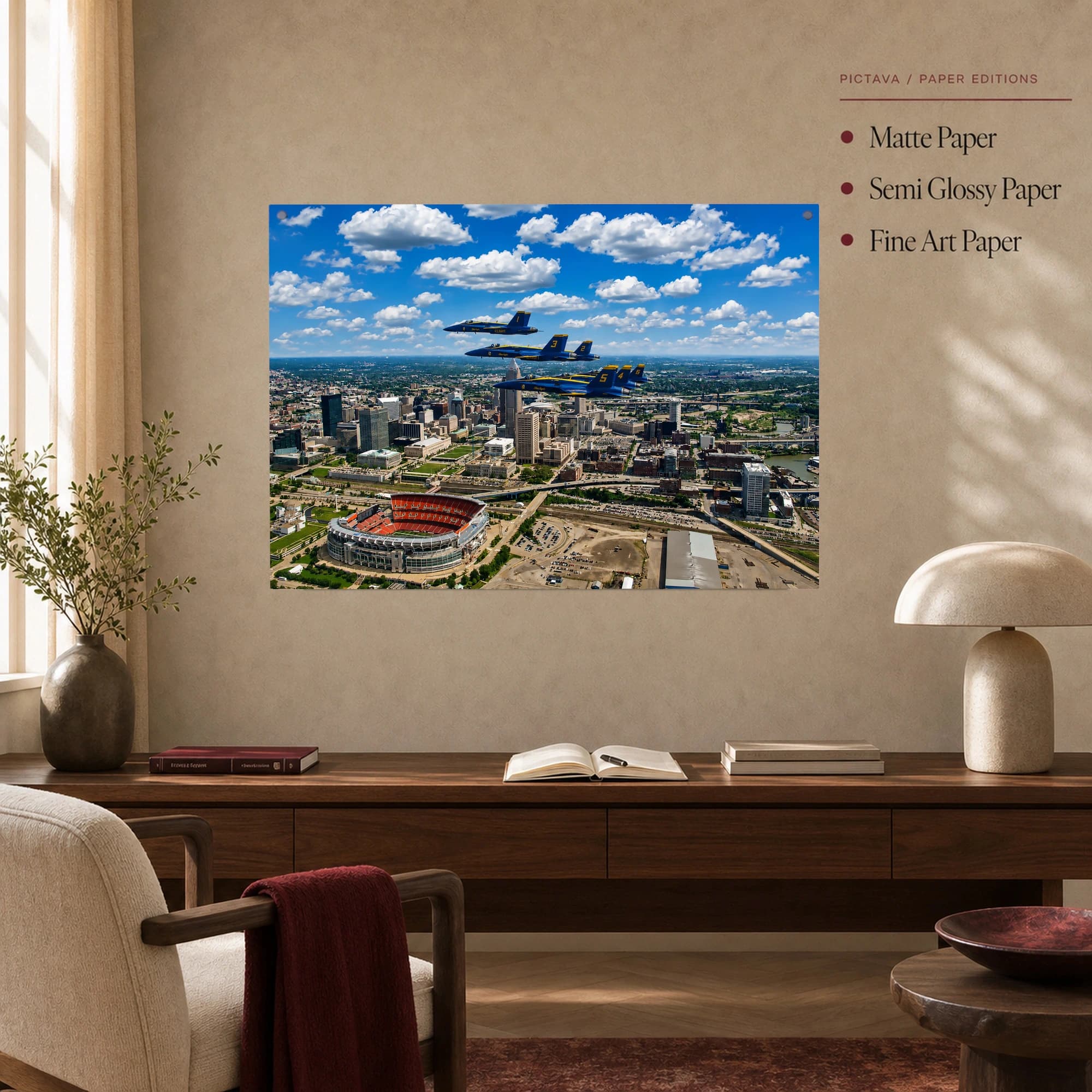 Blue Angels Flyover Cincinnati Skyline Canvas Print, view 5