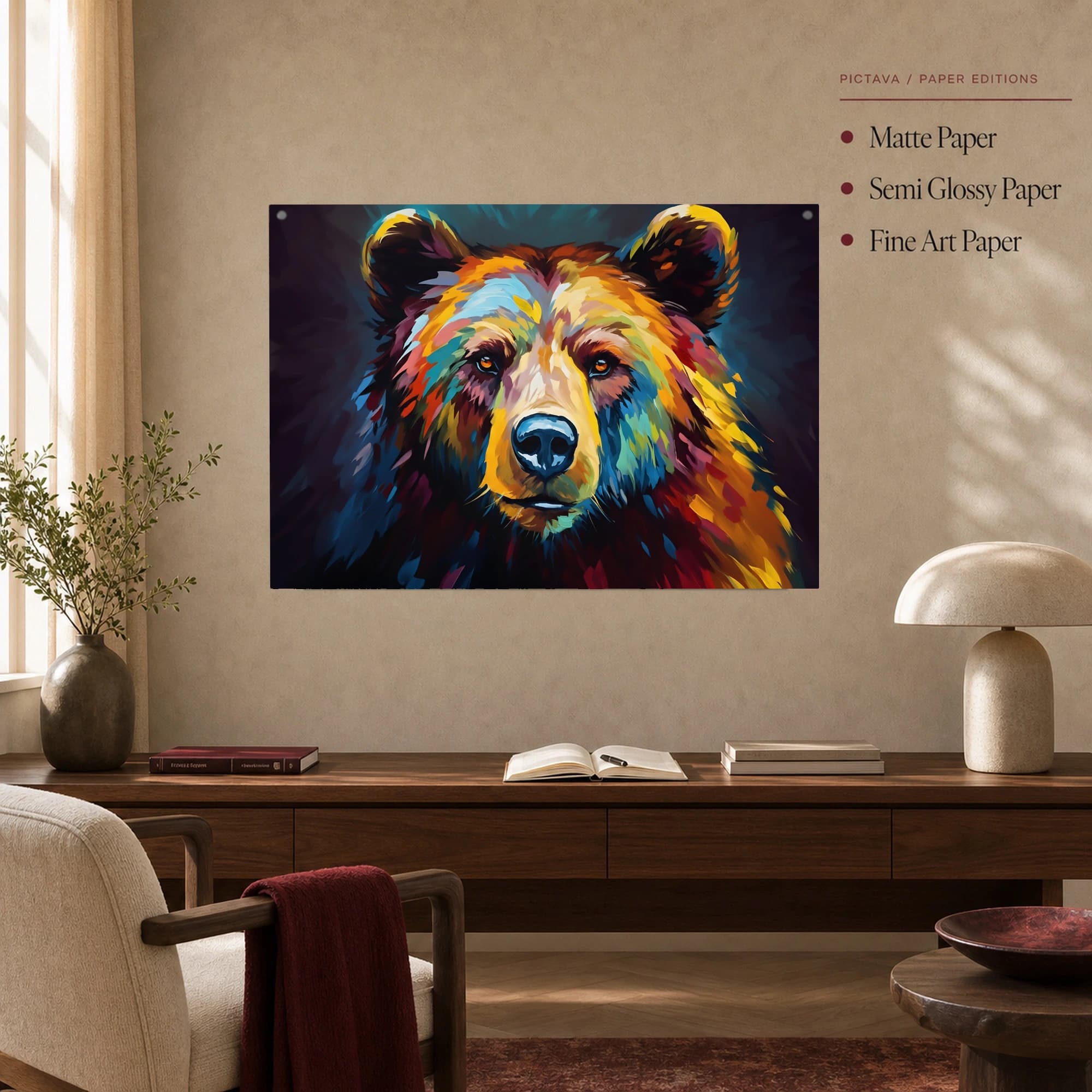 Prismatic Grizzly Bear Impasto Canvas Print, view 4