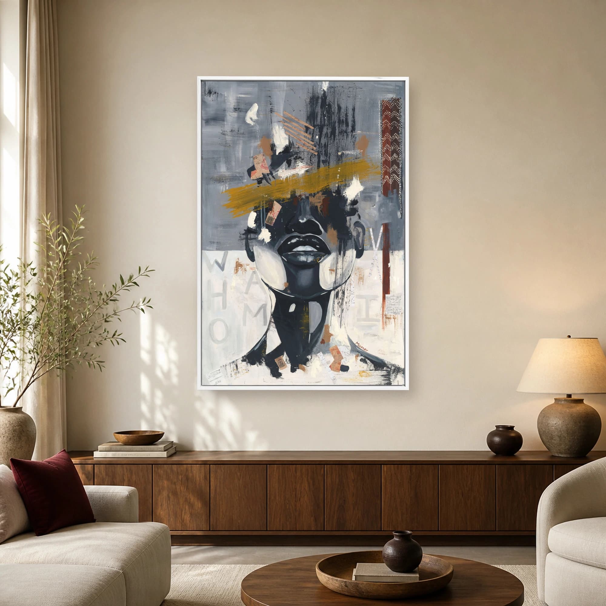 Who Am I Modern Abstract Portrait Canvas Art Print, view 2