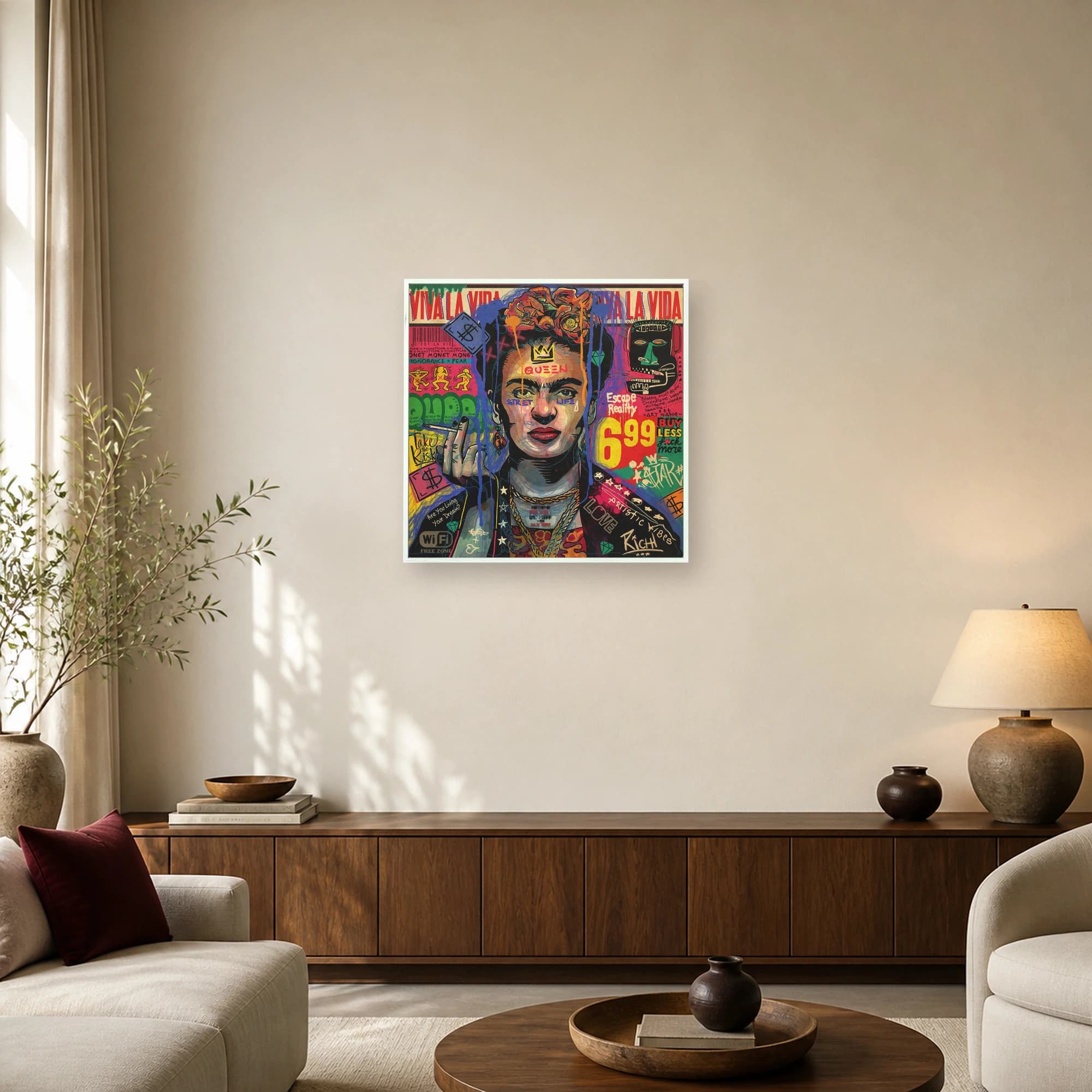 Frida Kahlo Street Art Pop Culture Canvas Print, view 5