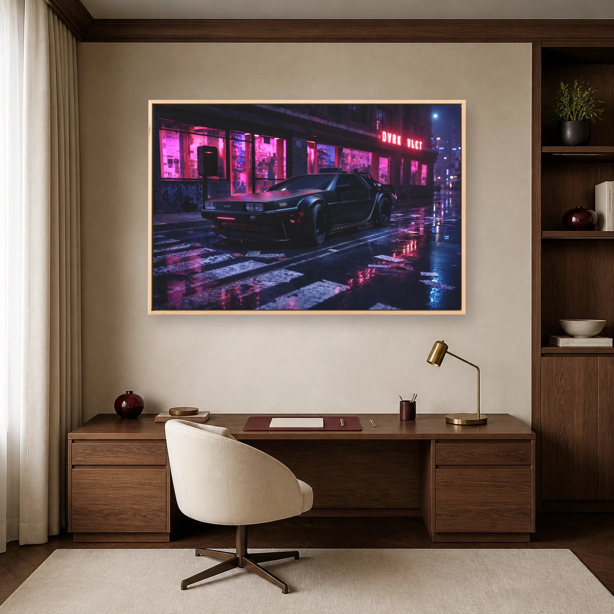 Cyberpunk Neon Car Night City Canvas Print, view 7