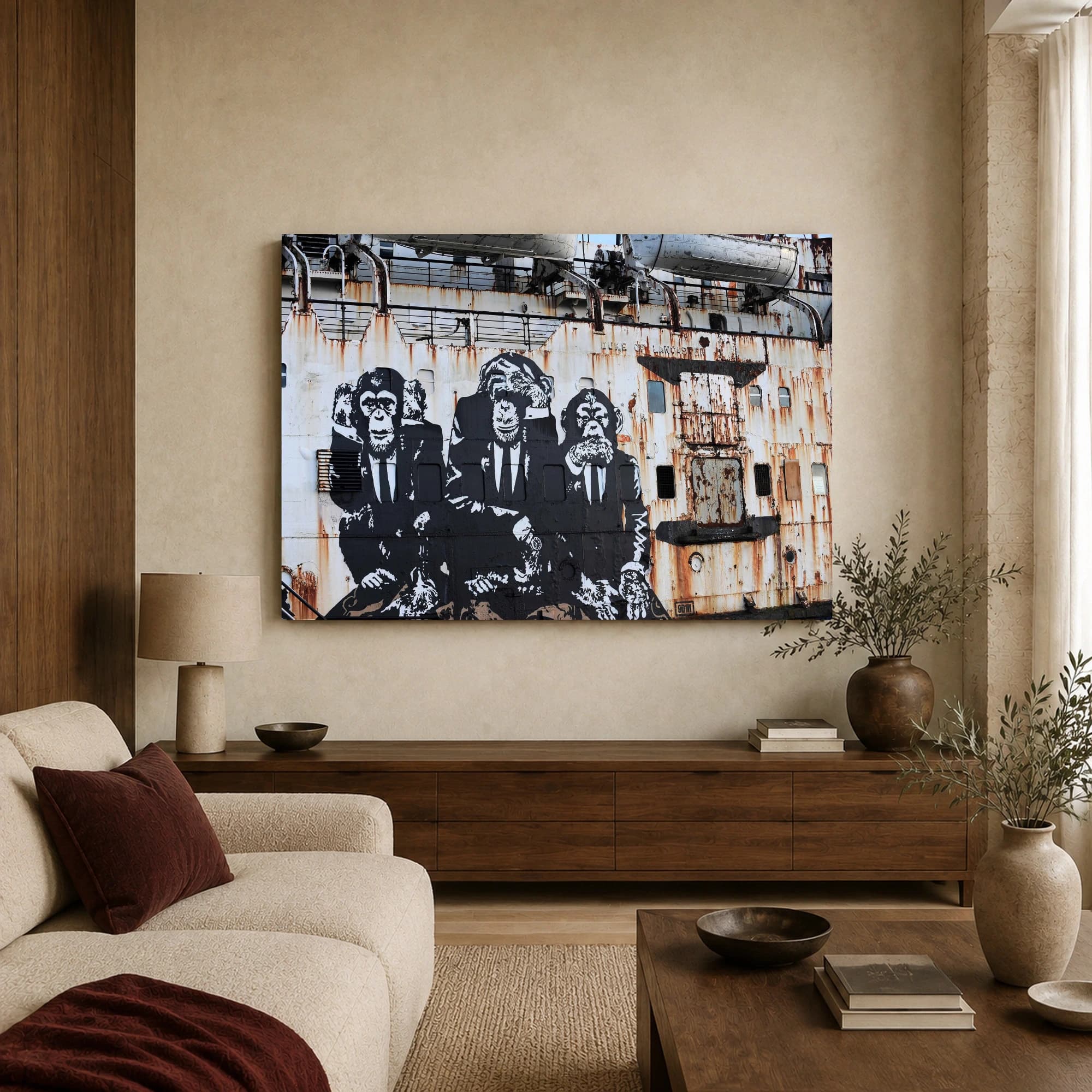Three Wise Chimps Street Art Canvas Print, view 3