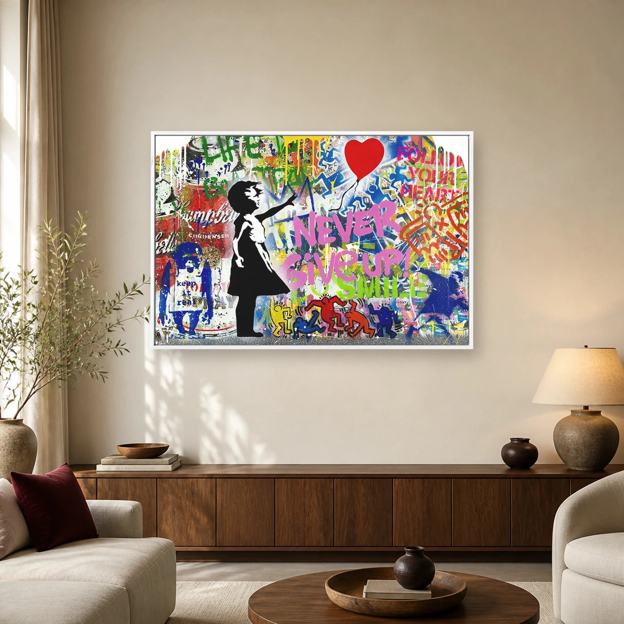 Never Give Up Street Art Canvas Print, view 2