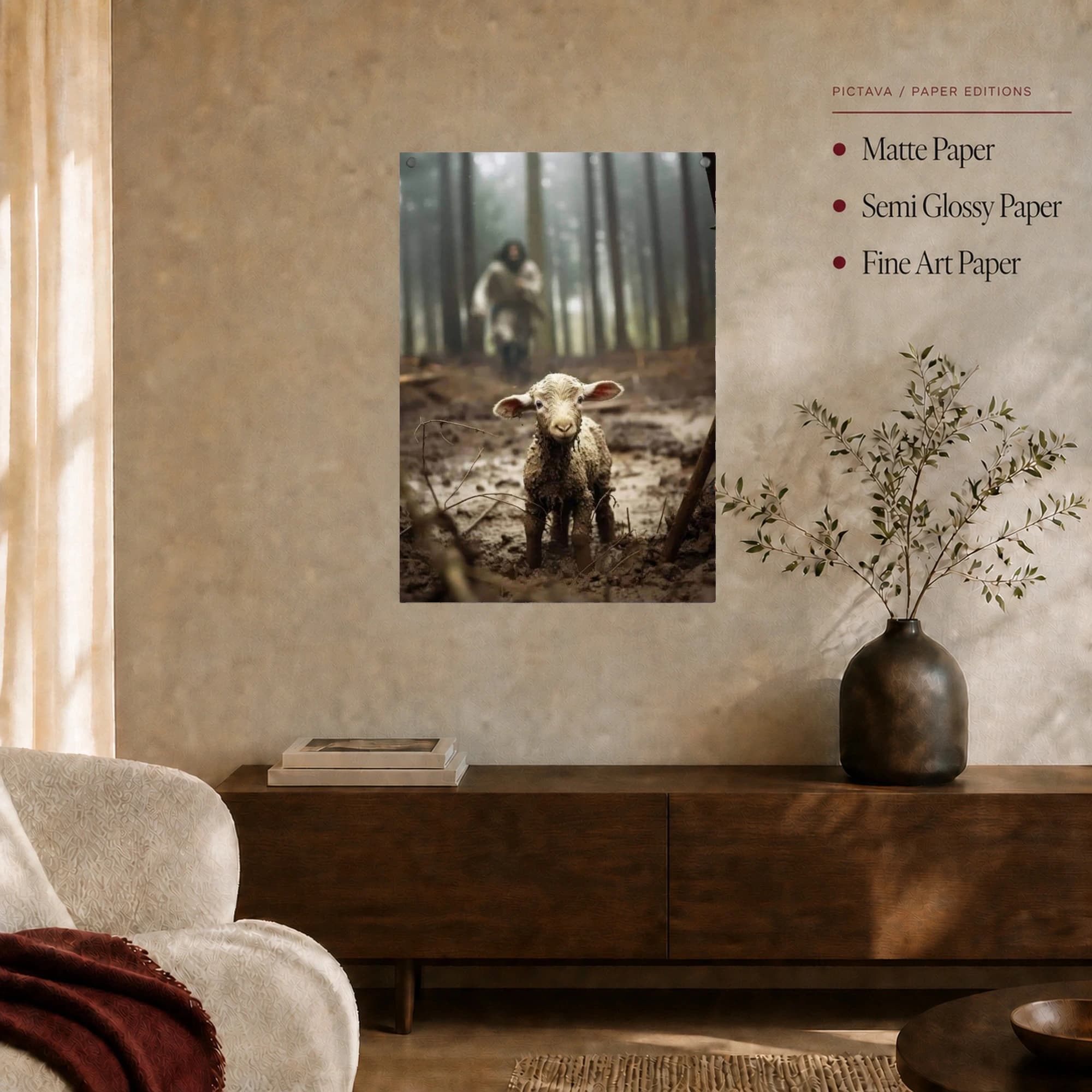 The Good Shepherd And Lost Lamb Framed Canvas Art, view 7